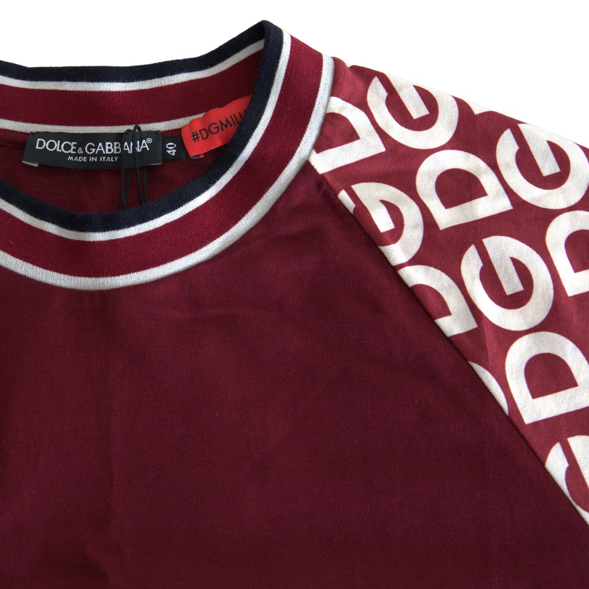 Dolce & Gabbana Maroon Cotton Crew Neck Tee