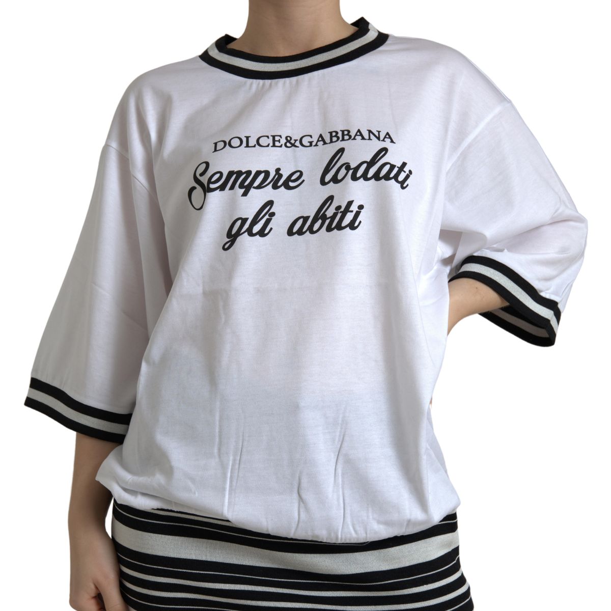 Dolce & Gabbana Elegant White Cotton Crew Neck Tee