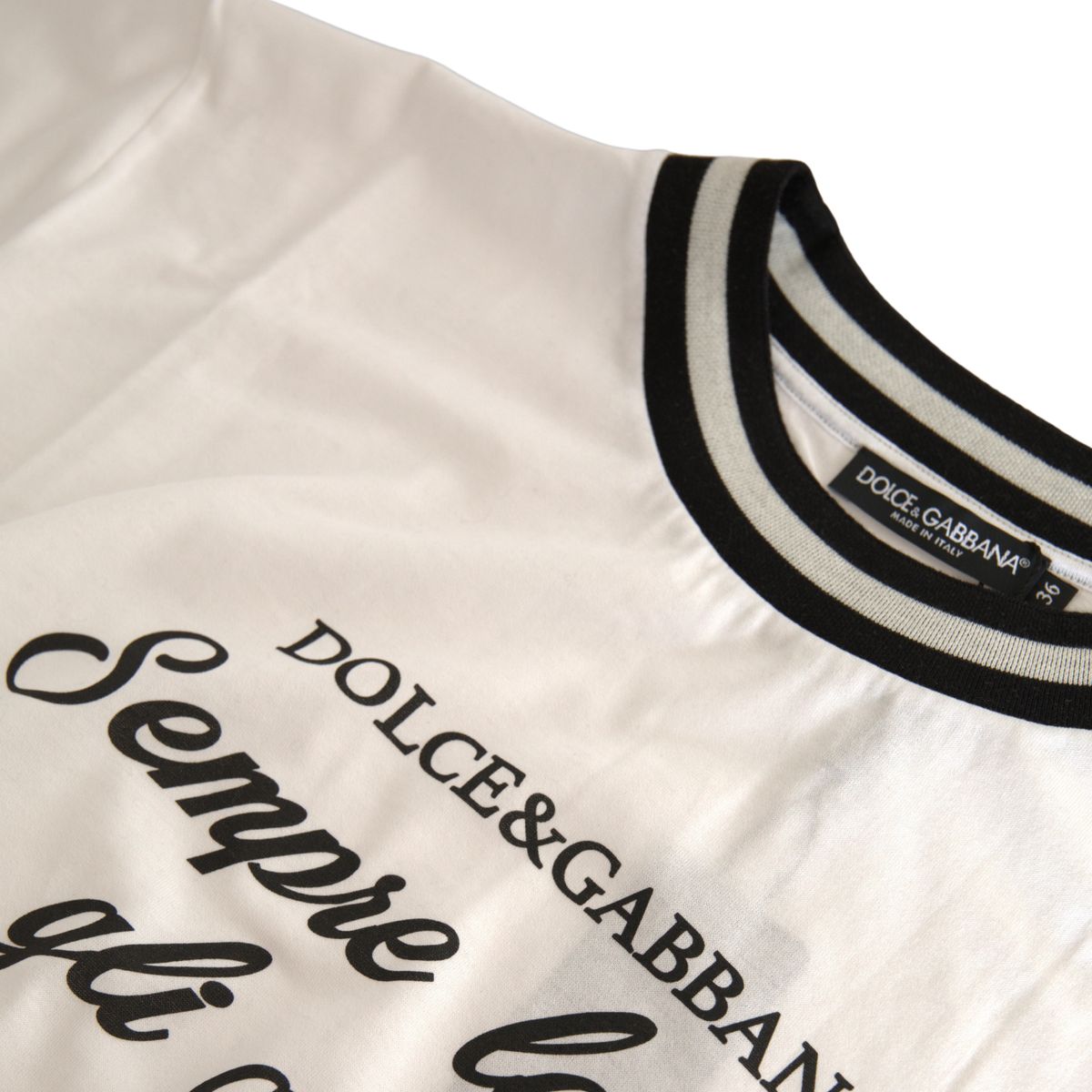 Dolce & Gabbana Elegant White Cotton Crew Neck Tee