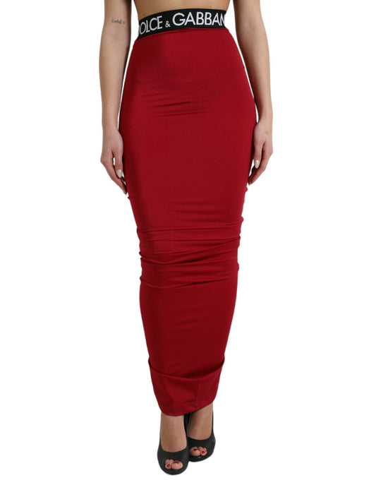 Dolce & Gabbana Red HighWaist Bodycon Stretch Pencil Cut Skirt