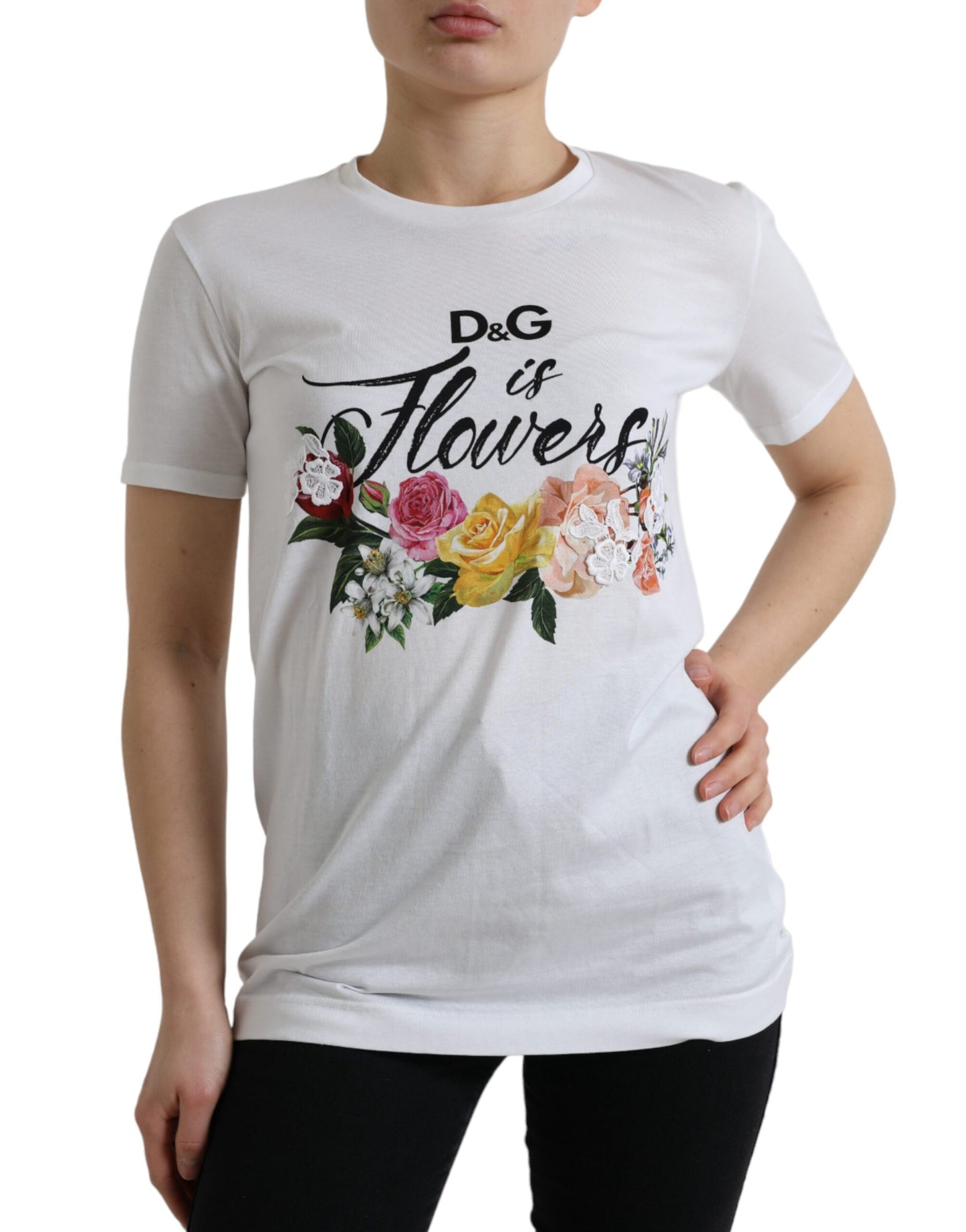 Dolce & Gabbana Elegant Flower Motif Cotton Tee