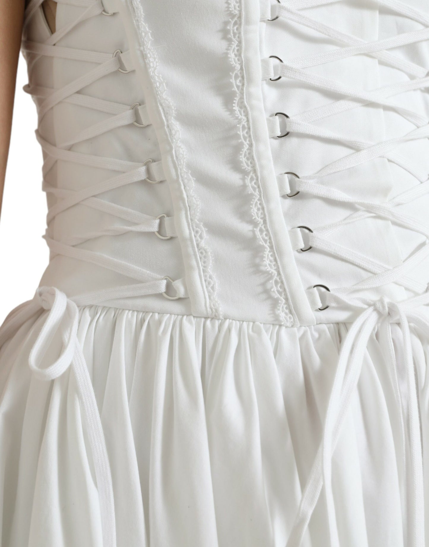 Dolce & Gabbana White Cotton Gabardine Bustier Corset Dress