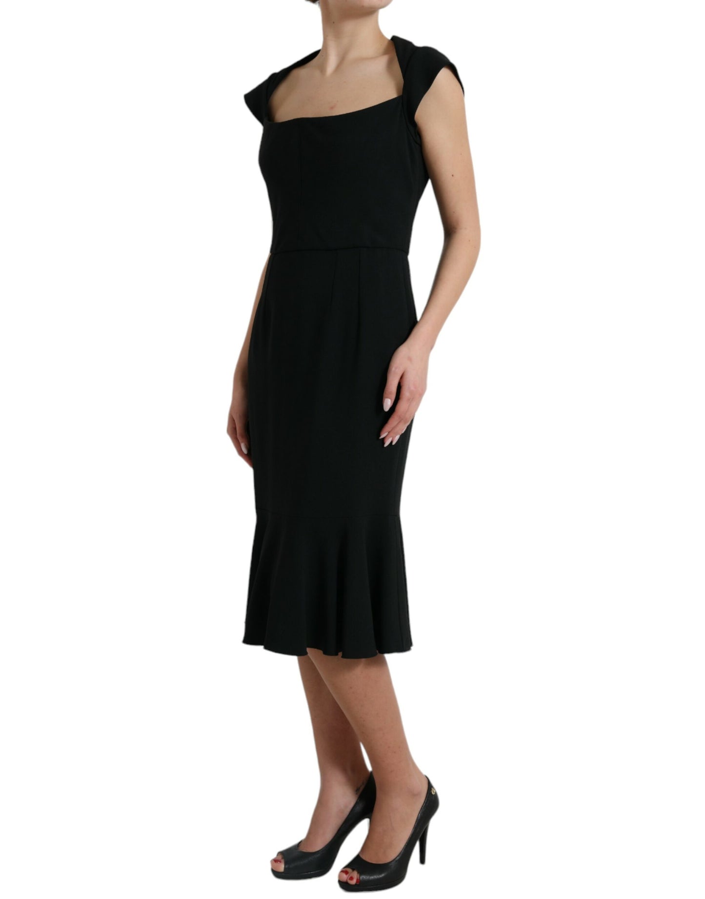 Dolce & Gabbana Black Cady Viscose Sleeveless Dress