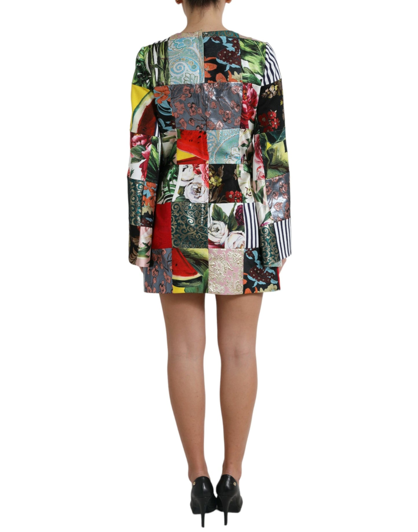 Dolce & Gabbana Multicolor Floral Patchwork Shift Mini Dress