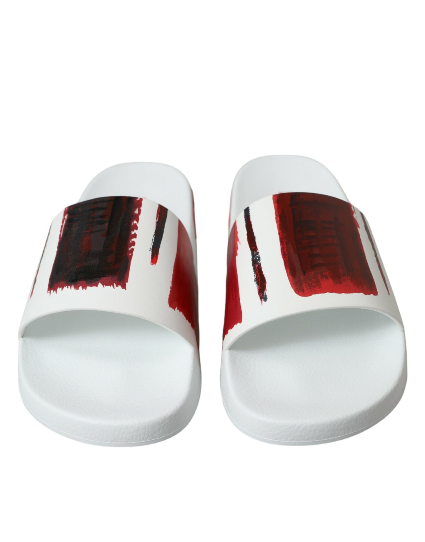 Dolce & Gabbana White Red Leather Sandals Slippers Men Shoes