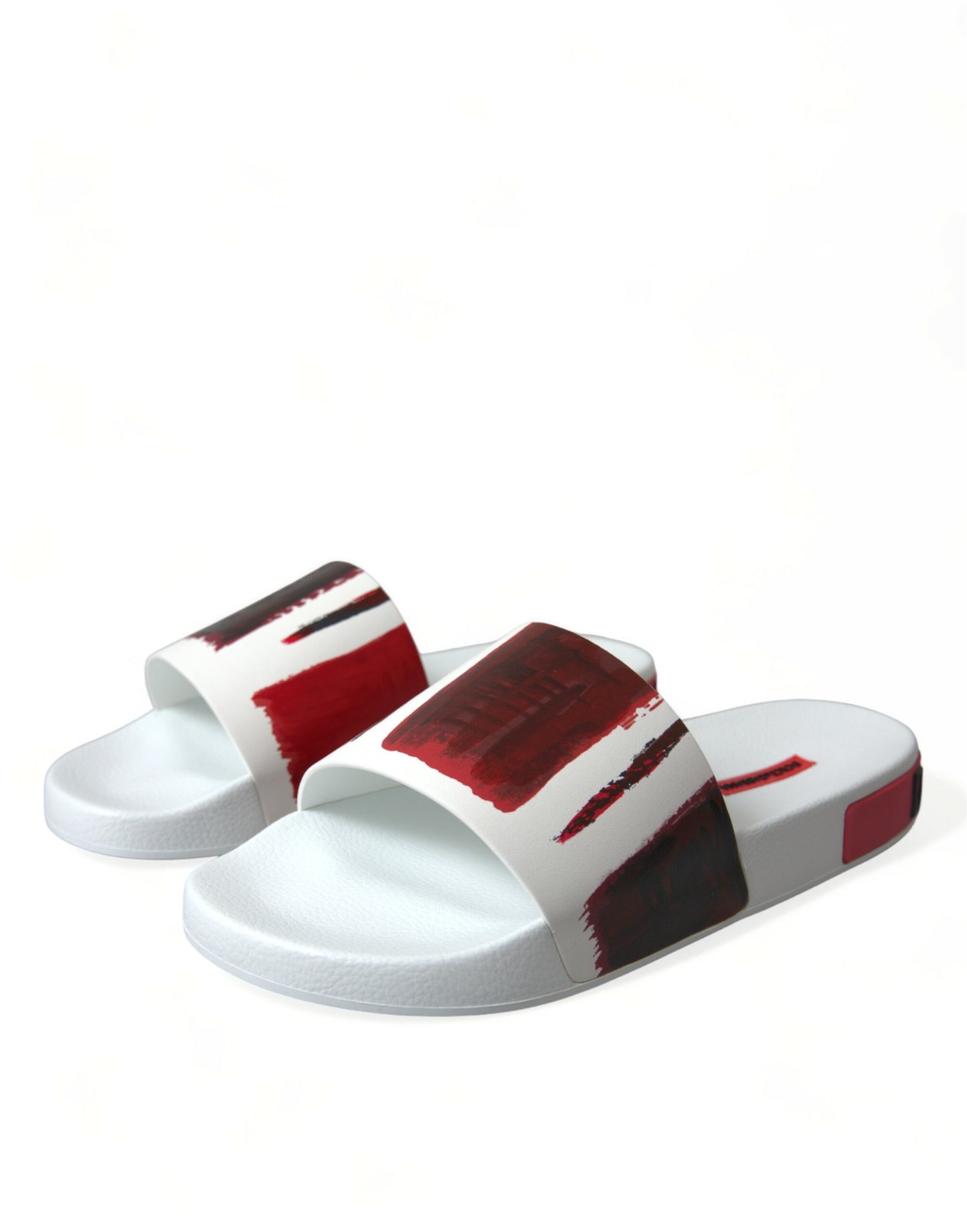 Dolce & Gabbana White Red Leather Sandals Slippers Men Shoes