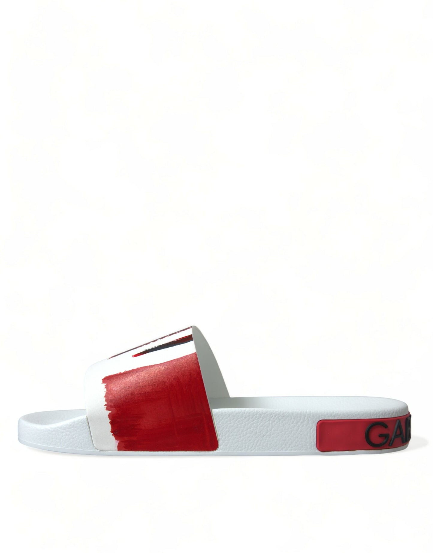 Dolce & Gabbana White Red Leather Sandals Slippers Men Shoes