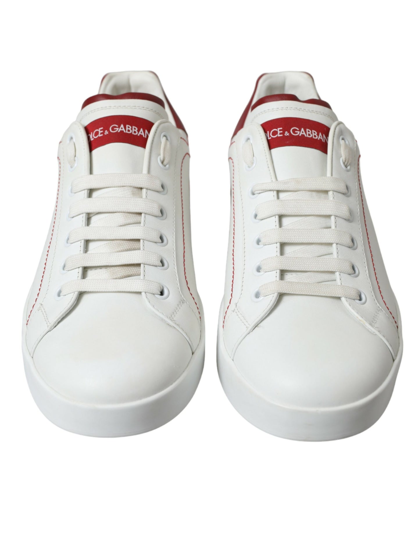 Dolce & Gabbana White Red Portofino Low Top Men Sneakers Shoes