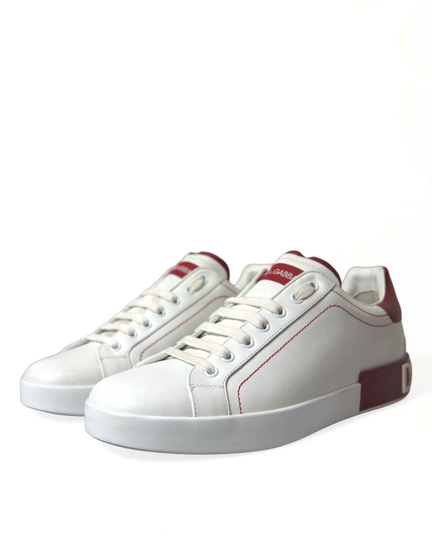 Dolce & Gabbana White Red Portofino Low Top Men Sneakers Shoes