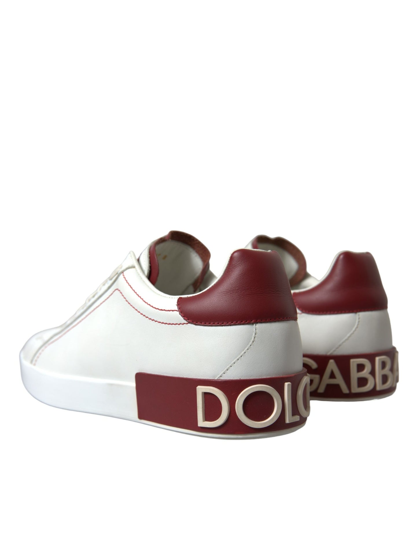 Dolce & Gabbana White Red Portofino Low Top Men Sneakers Shoes