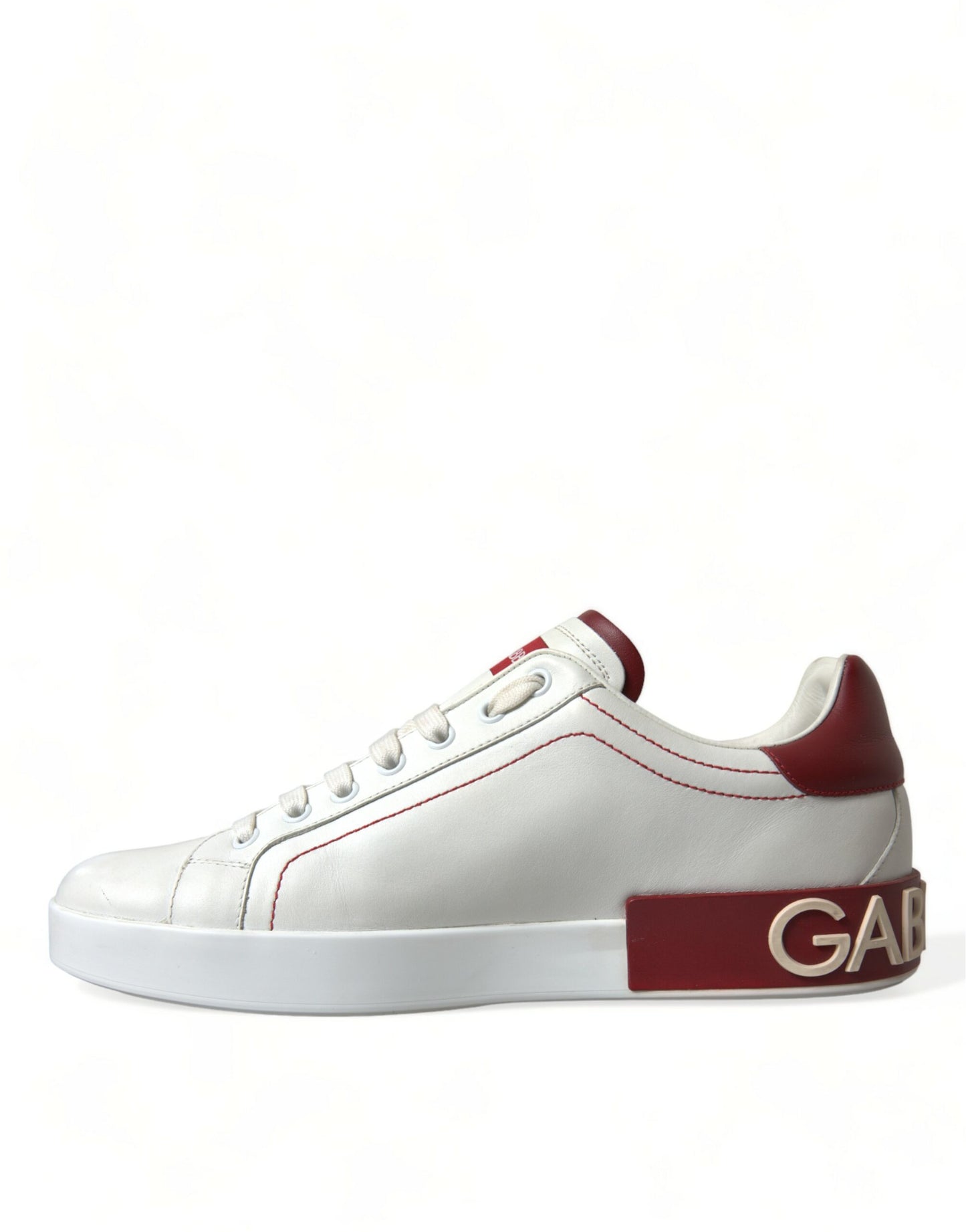 Dolce & Gabbana White Red Portofino Low Top Men Sneakers Shoes