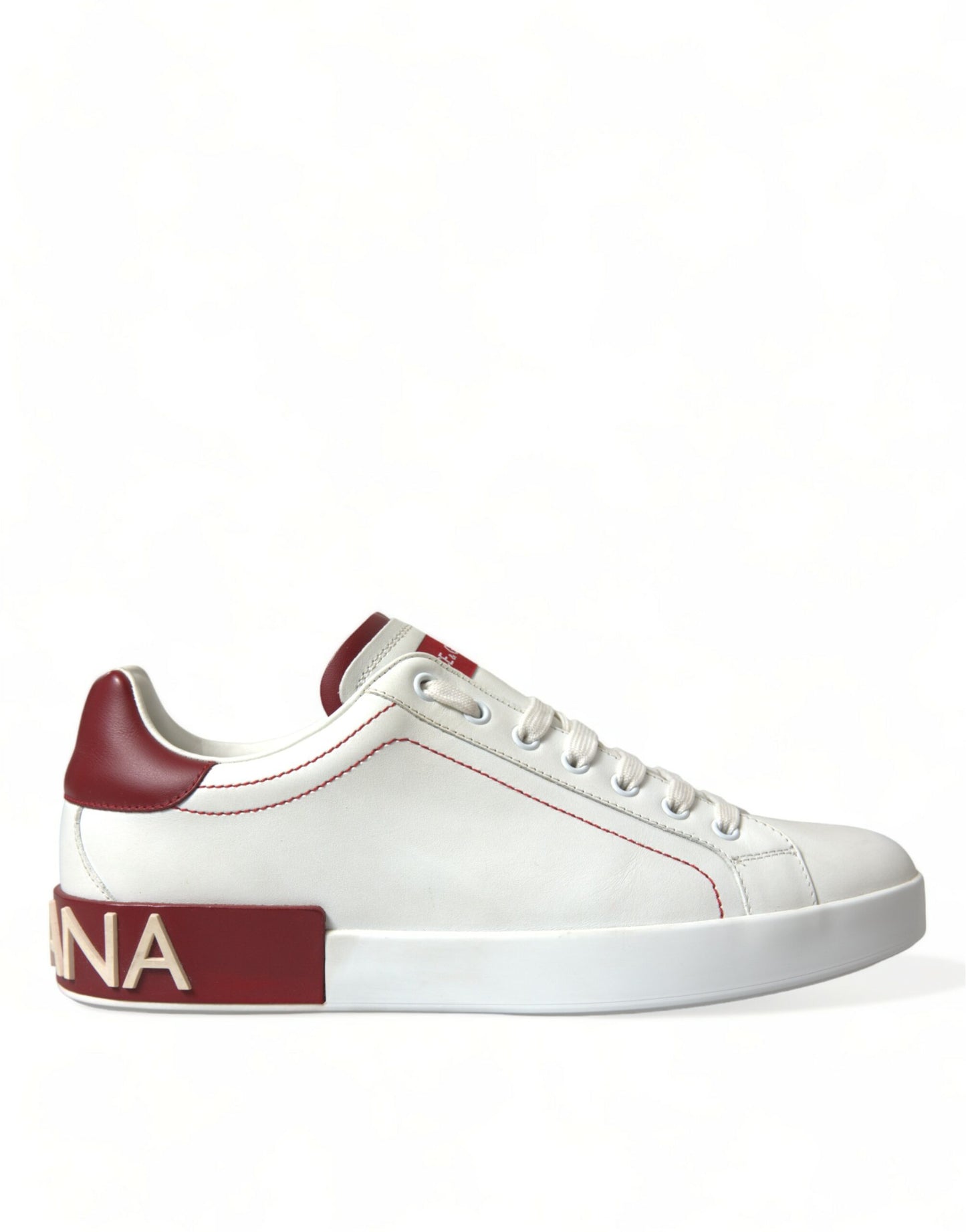 Dolce & Gabbana White Red Portofino Low Top Men Sneakers Shoes