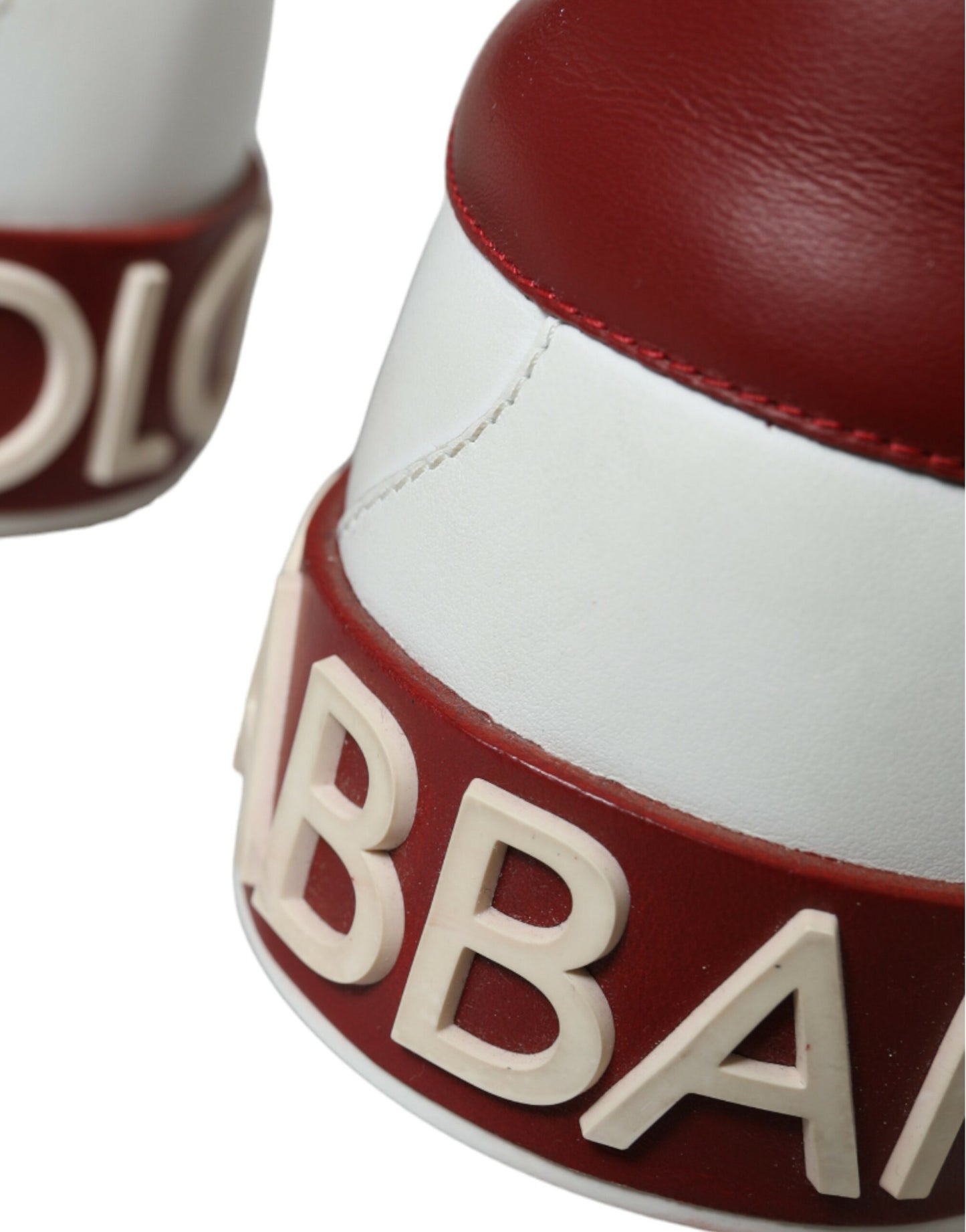 Dolce & Gabbana White Red Portofino Low Top Men Sneakers Shoes