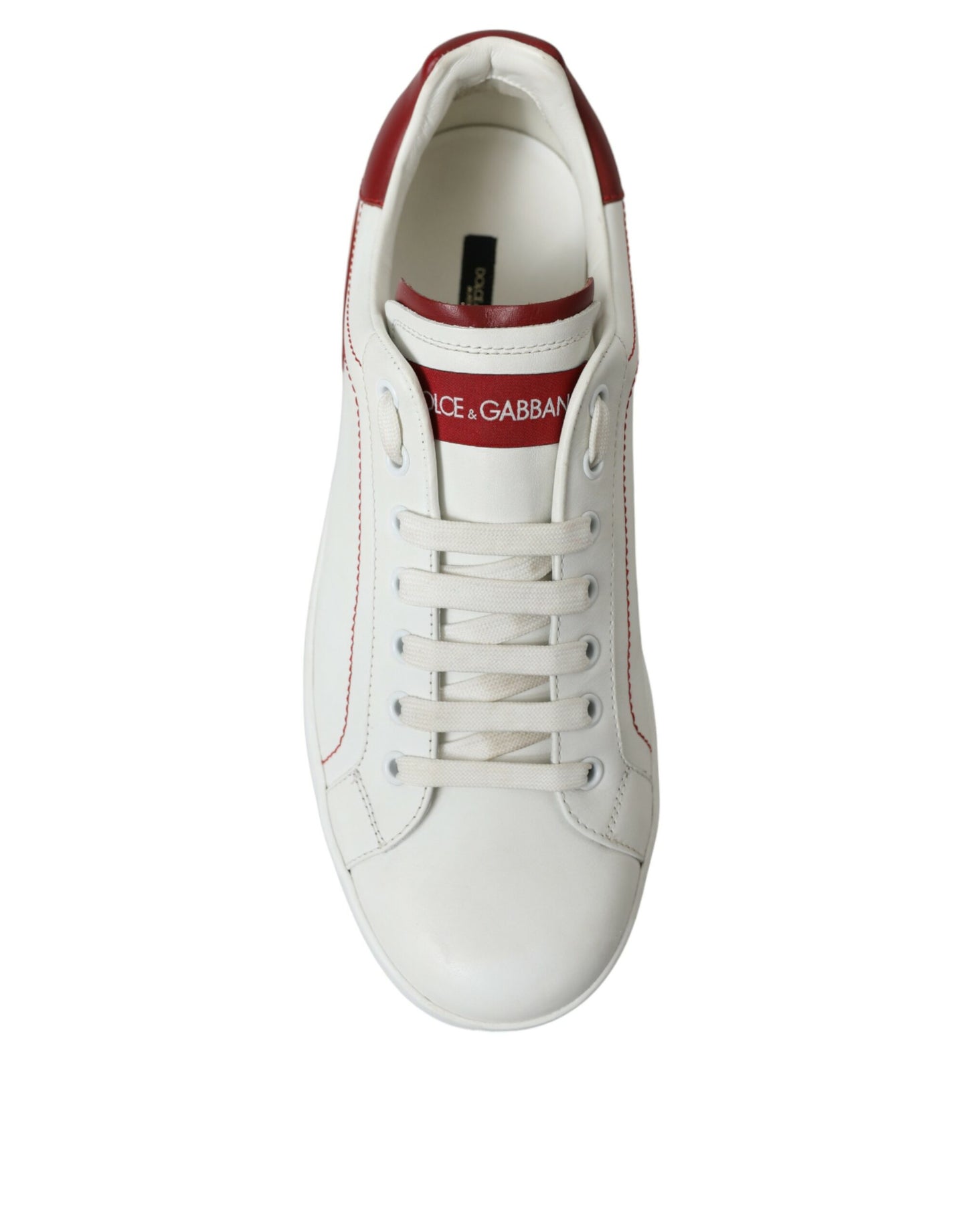 Dolce & Gabbana White Red Portofino Low Top Men Sneakers Shoes