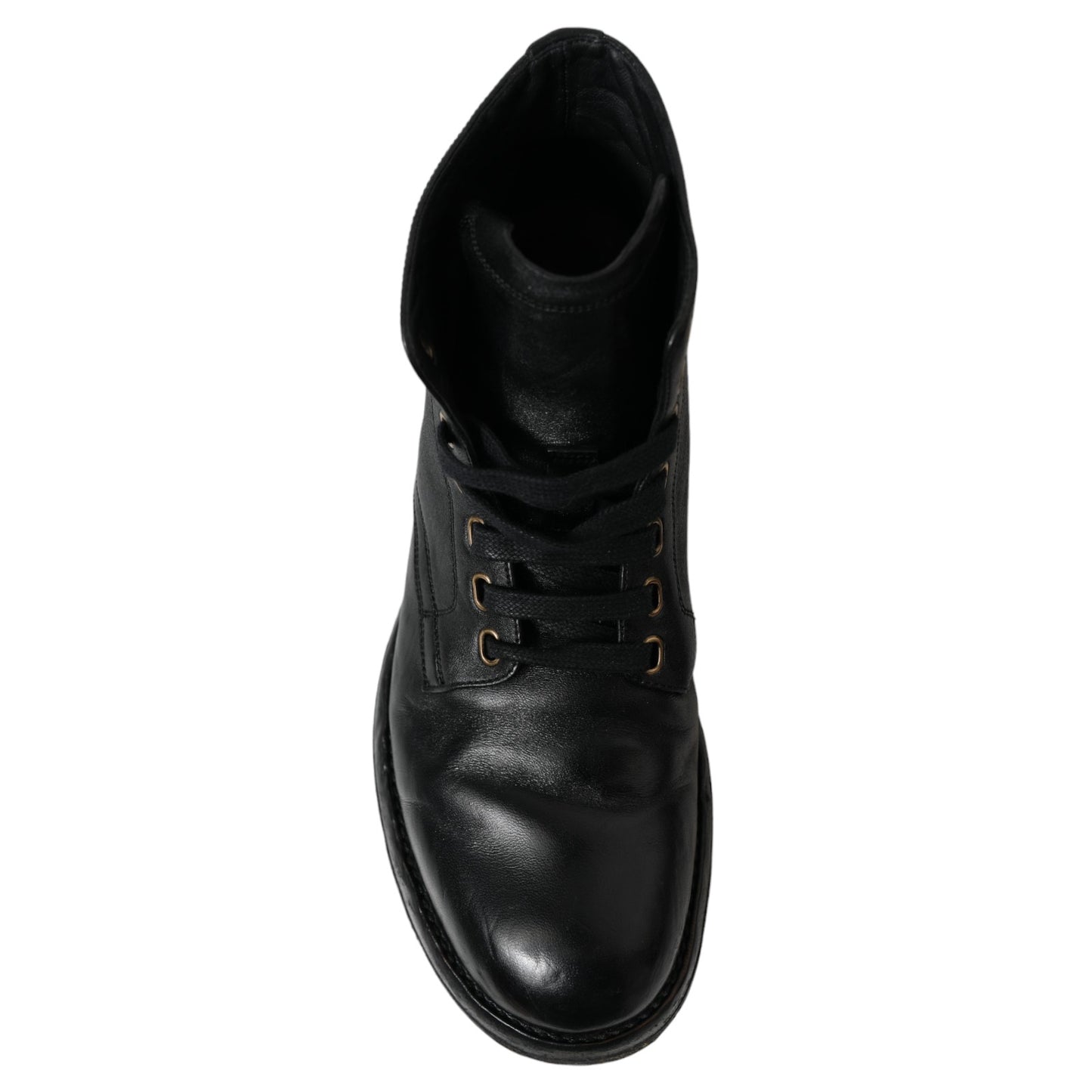 Dolce & Gabbana Black Leather Perugino Ankle Boots Shoes