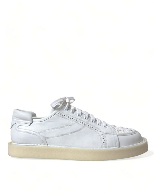 Dolce & Gabbana White Leather Low Top Oxford Sneakers Shoes