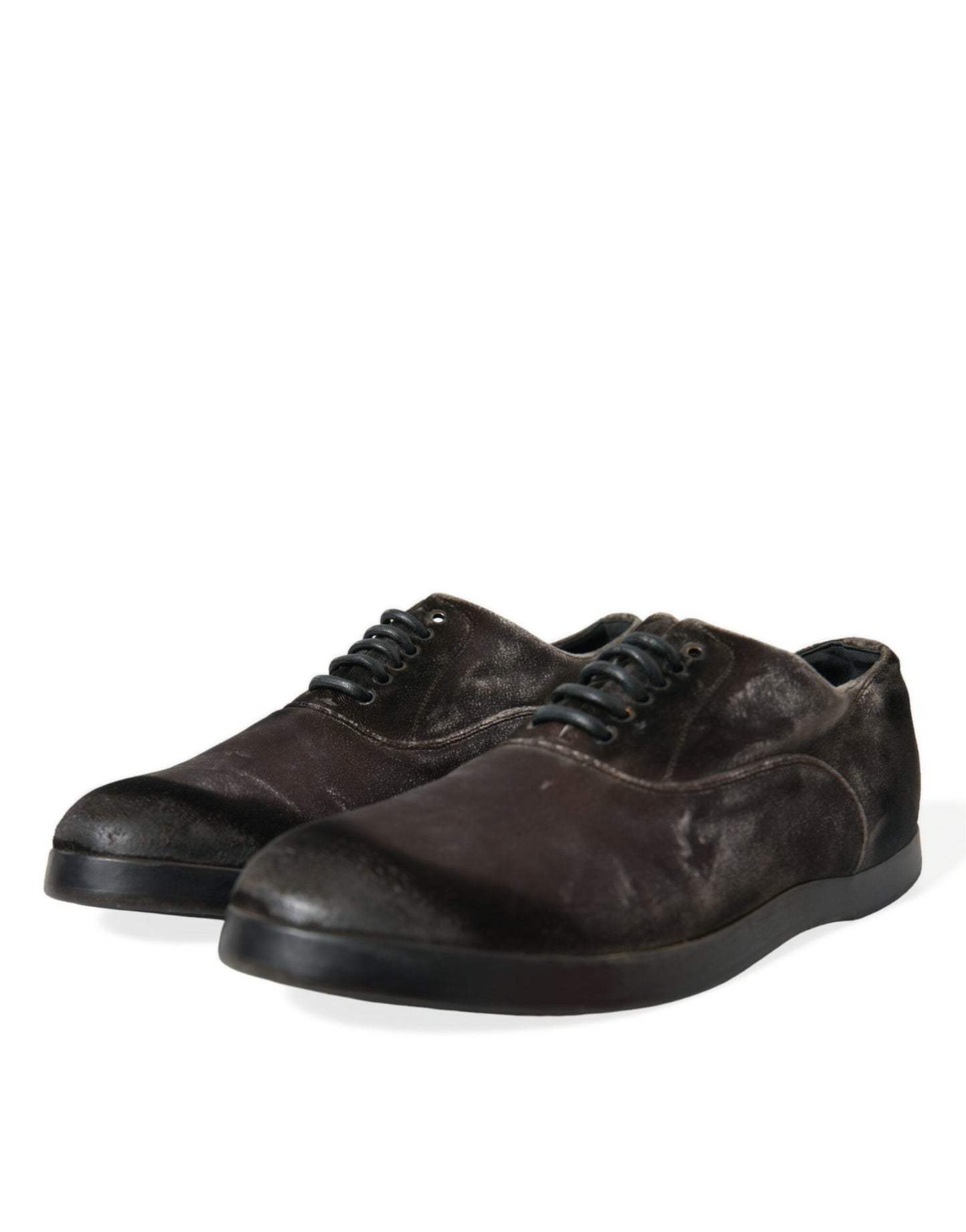 Dolce & Gabbana Brown Velvet Men Lace Up Oxford Dress Shoes