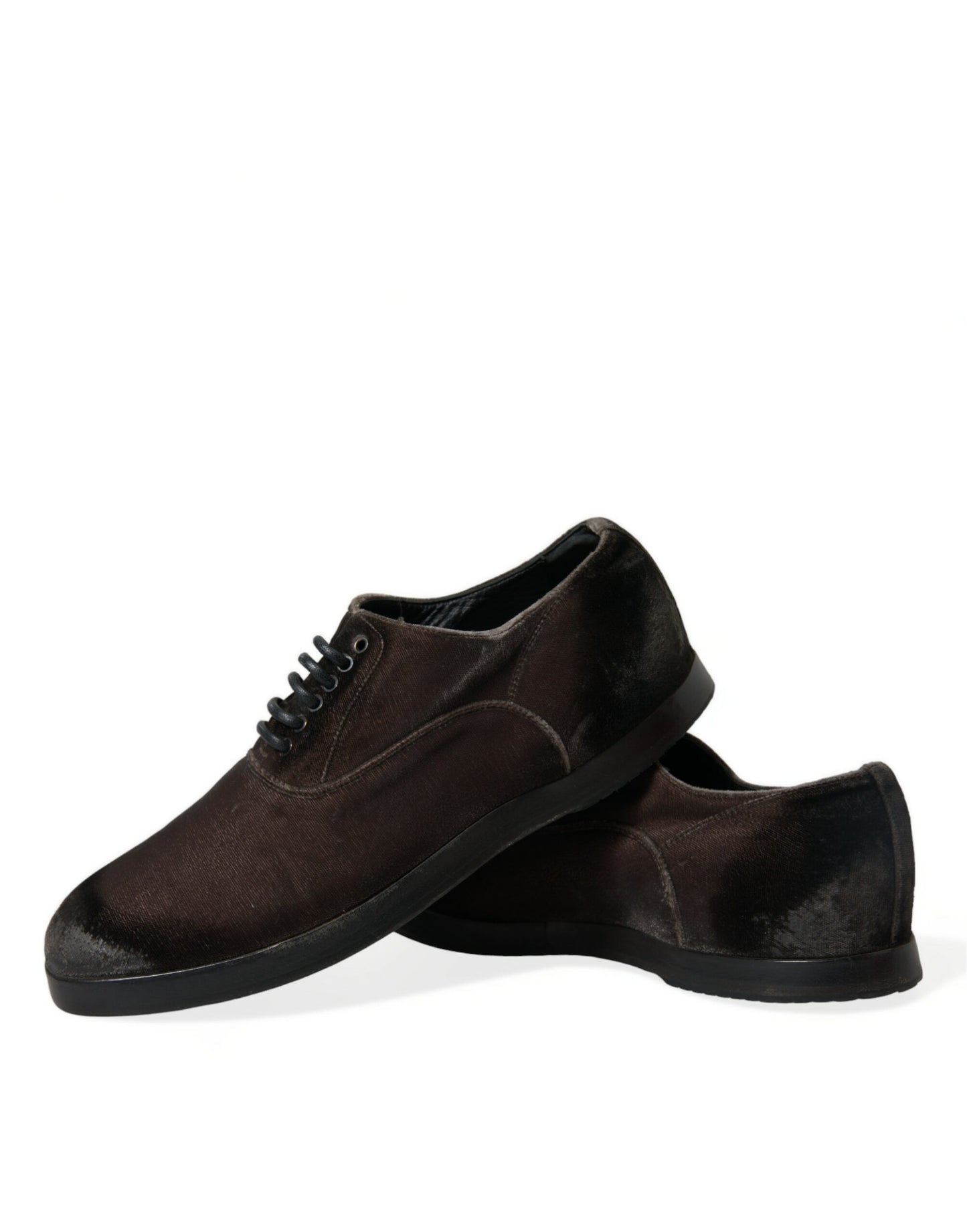 Dolce & Gabbana Brown Velvet Men Lace Up Oxford Dress Shoes