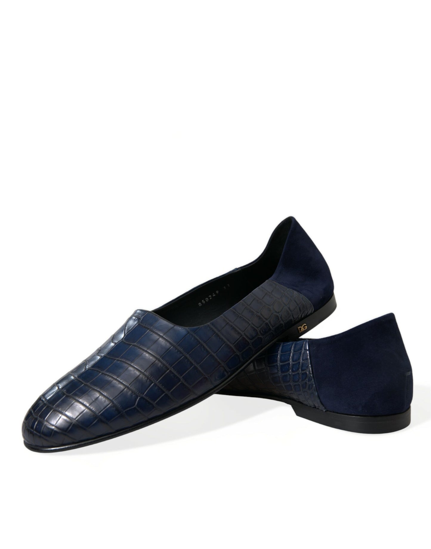 Dolce & Gabbana Blue Crocodile Leather Loafers Slip On Shoes