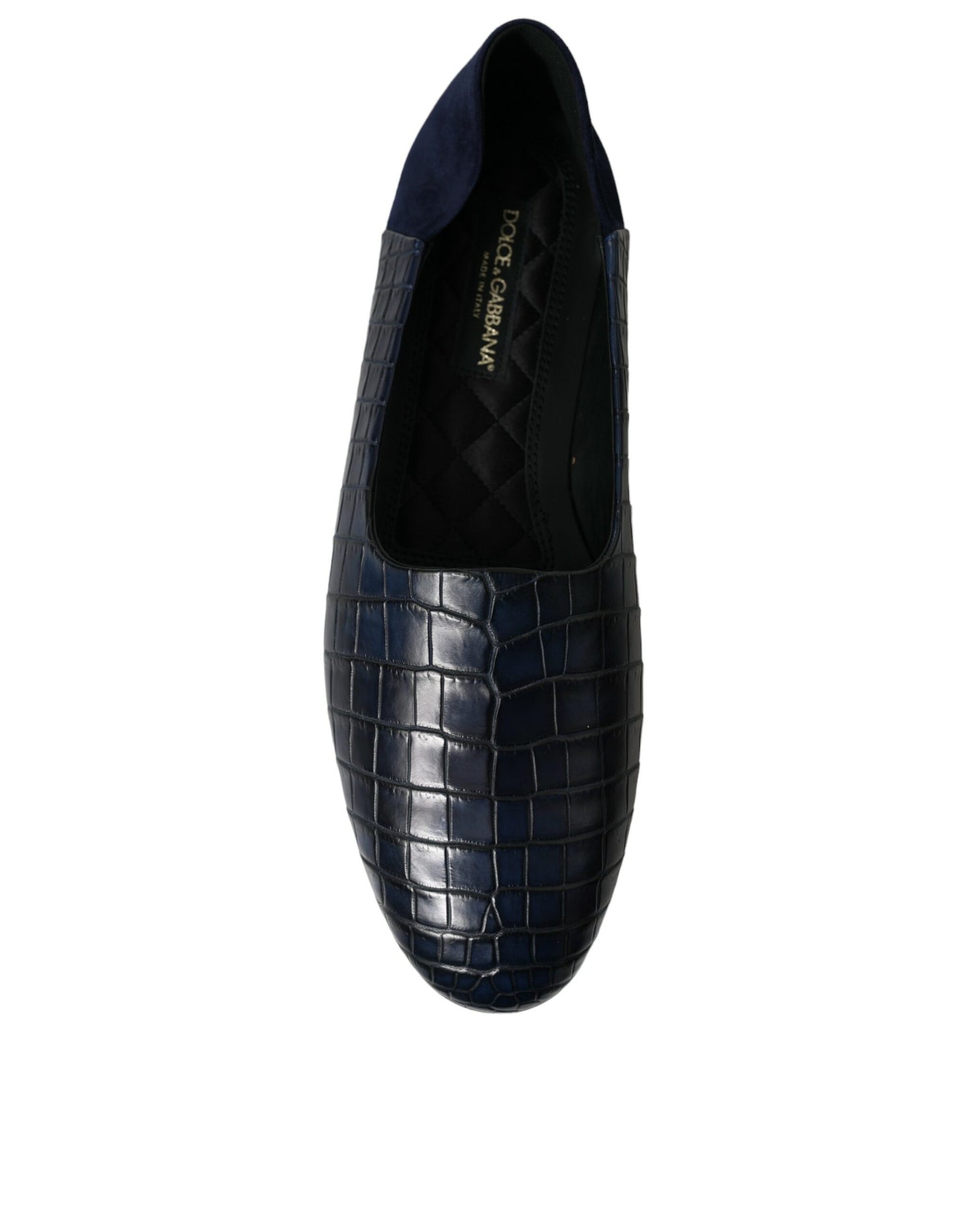 Dolce & Gabbana Blue Crocodile Leather Loafers Slip On Shoes