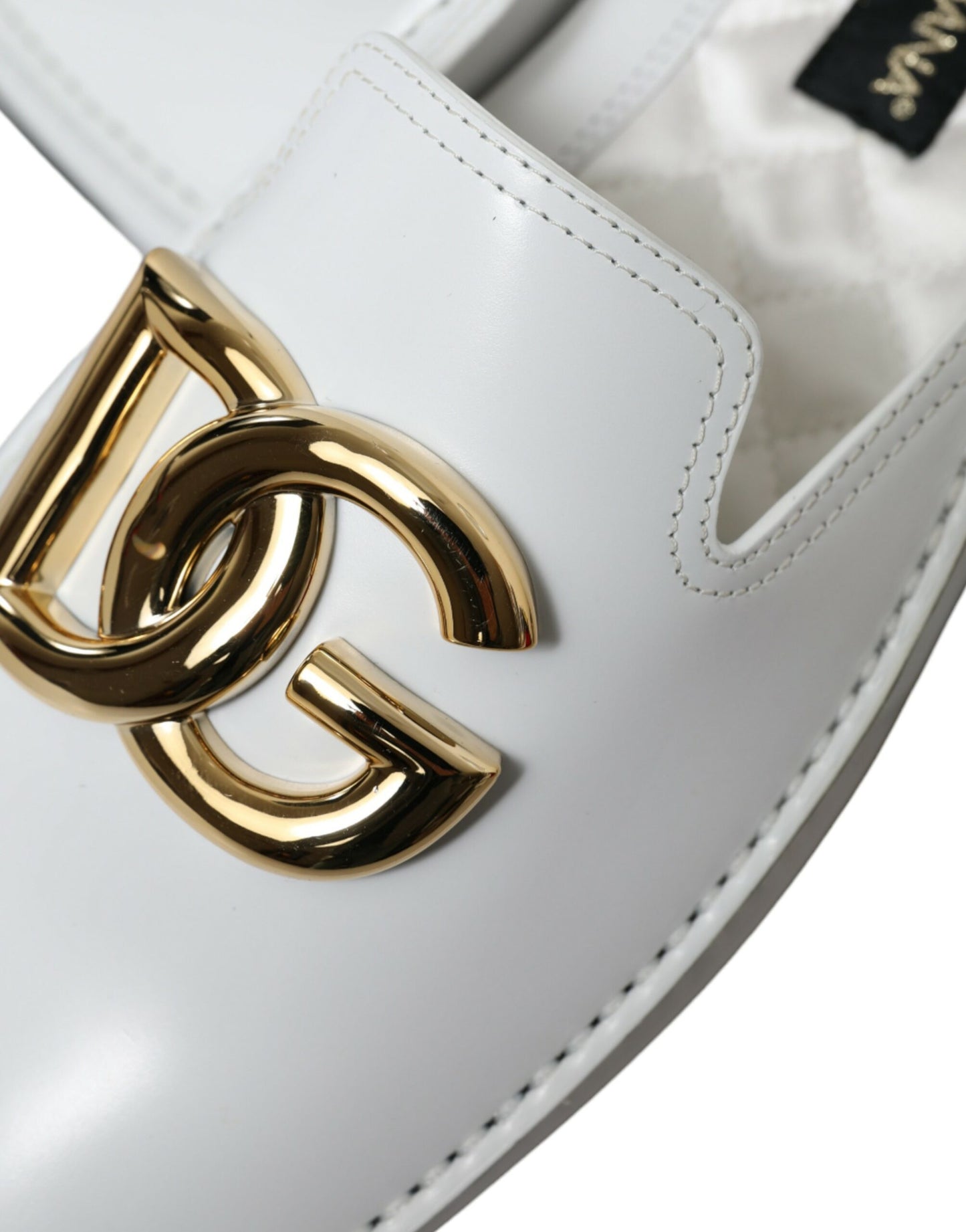 Dolce & Gabbana White Leather DG Logo Men Loafer Dress Shoes