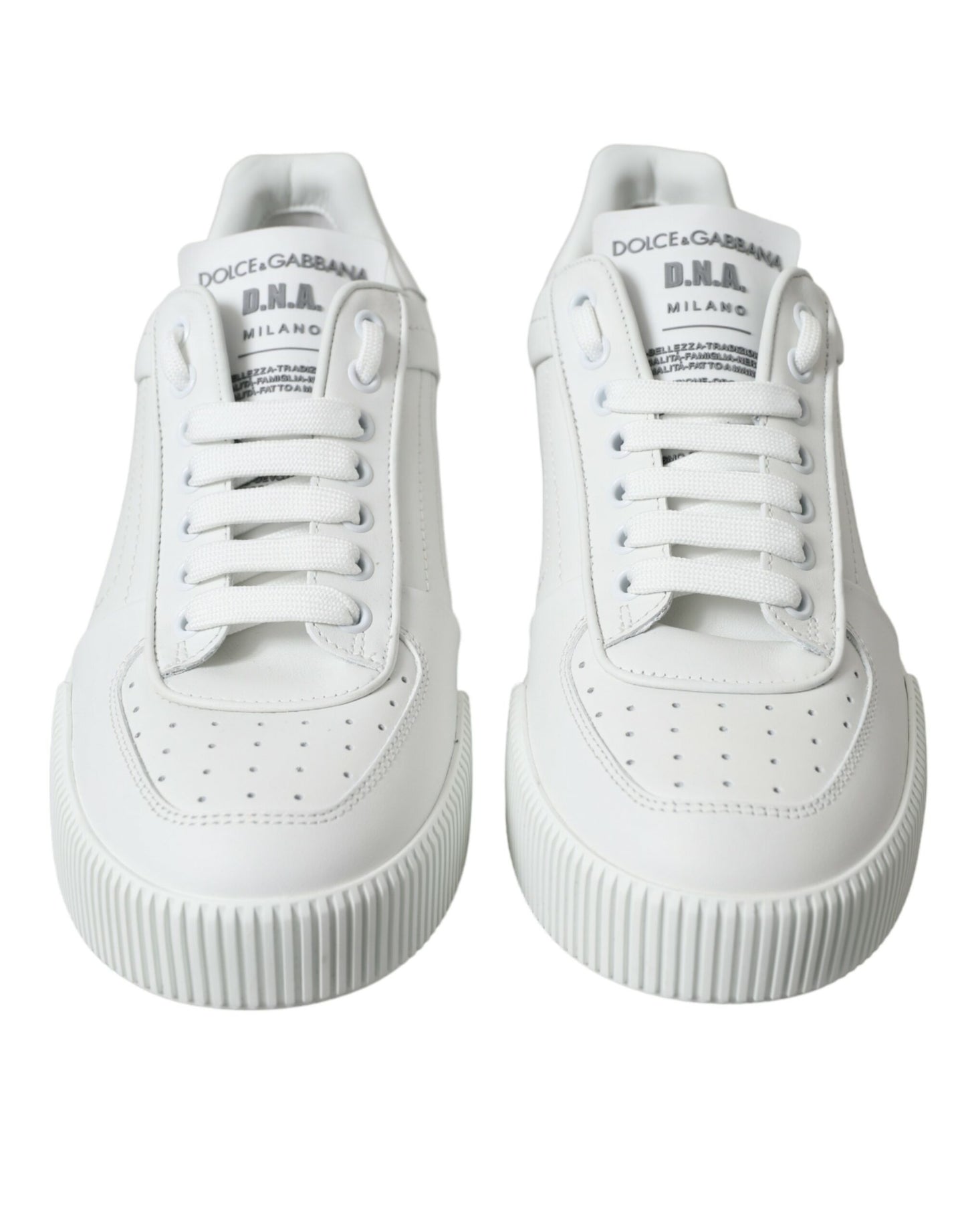 Dolce & Gabbana White Leather Low Top Lace Up Sneakers Shoes