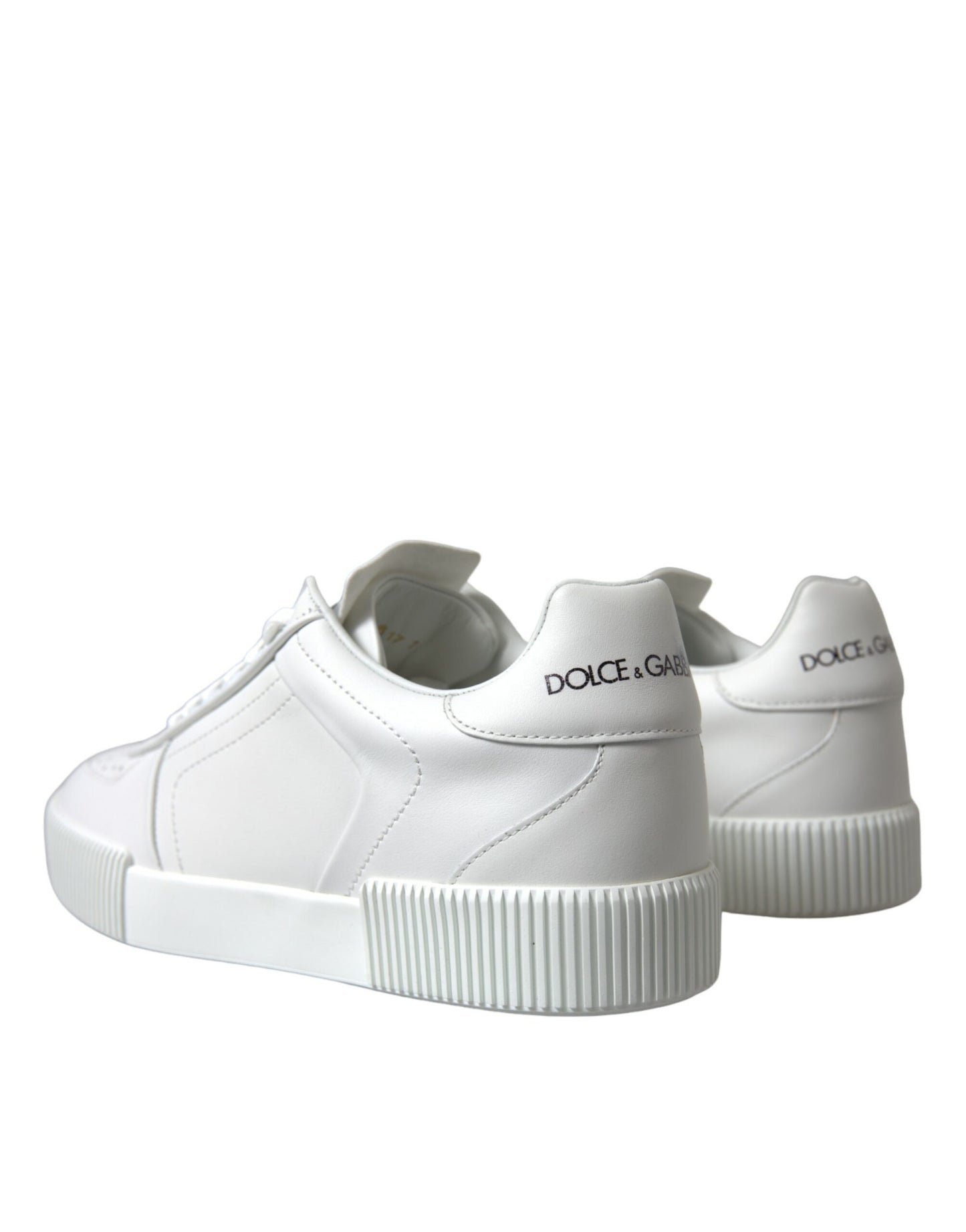 Dolce & Gabbana White Leather Low Top Lace Up Sneakers Shoes