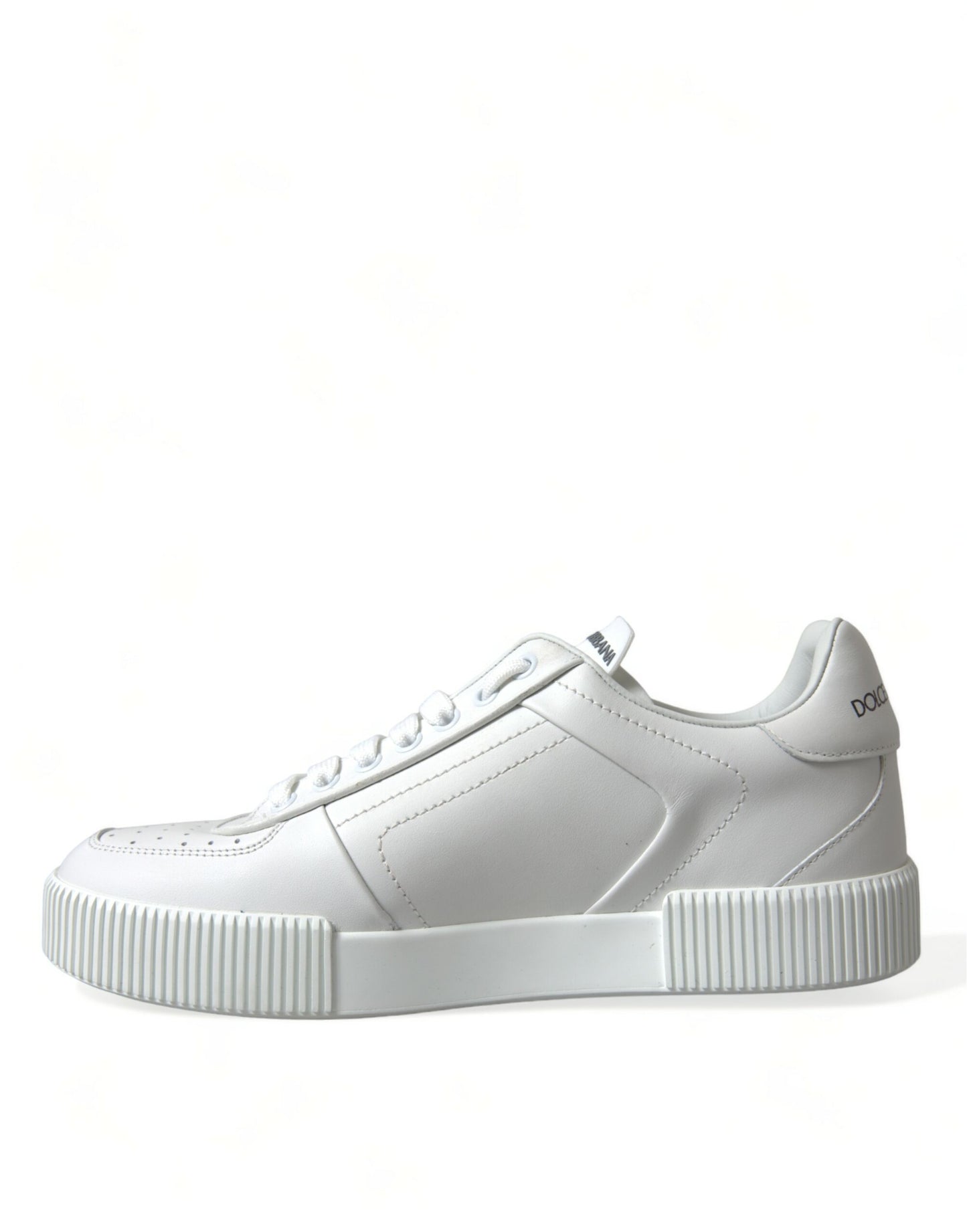 Dolce & Gabbana White Leather Low Top Lace Up Sneakers Shoes