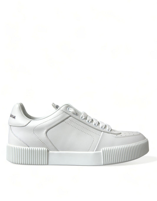 Dolce & Gabbana White Leather Low Top Lace Up Sneakers Shoes