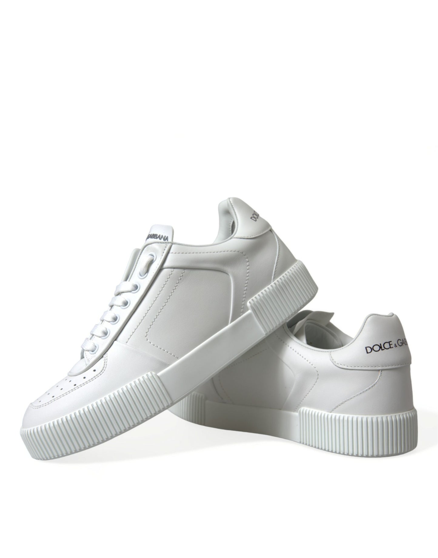 Dolce & Gabbana White Leather Low Top Lace Up Sneakers Shoes