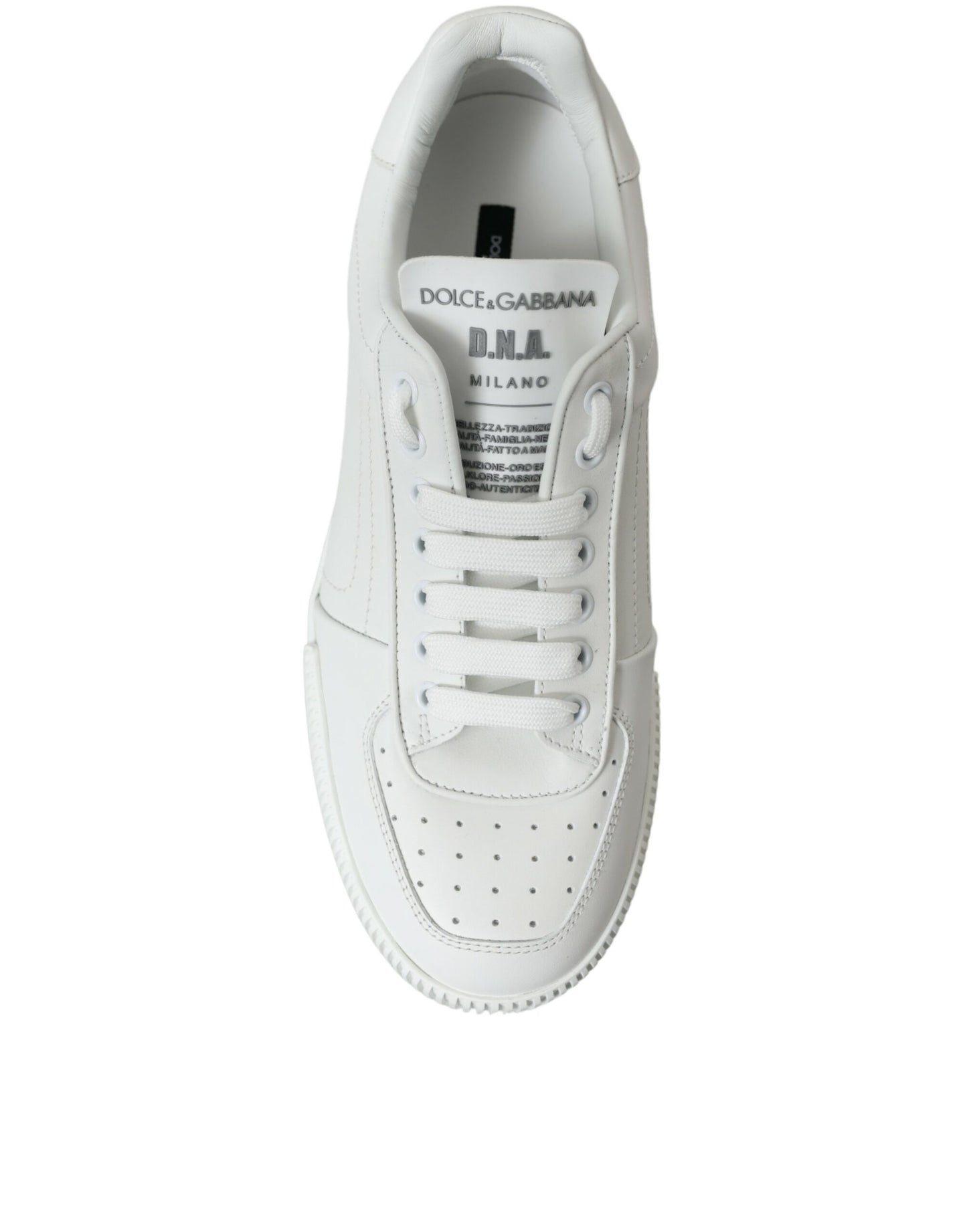 Dolce & Gabbana White Leather Low Top Lace Up Sneakers Shoes