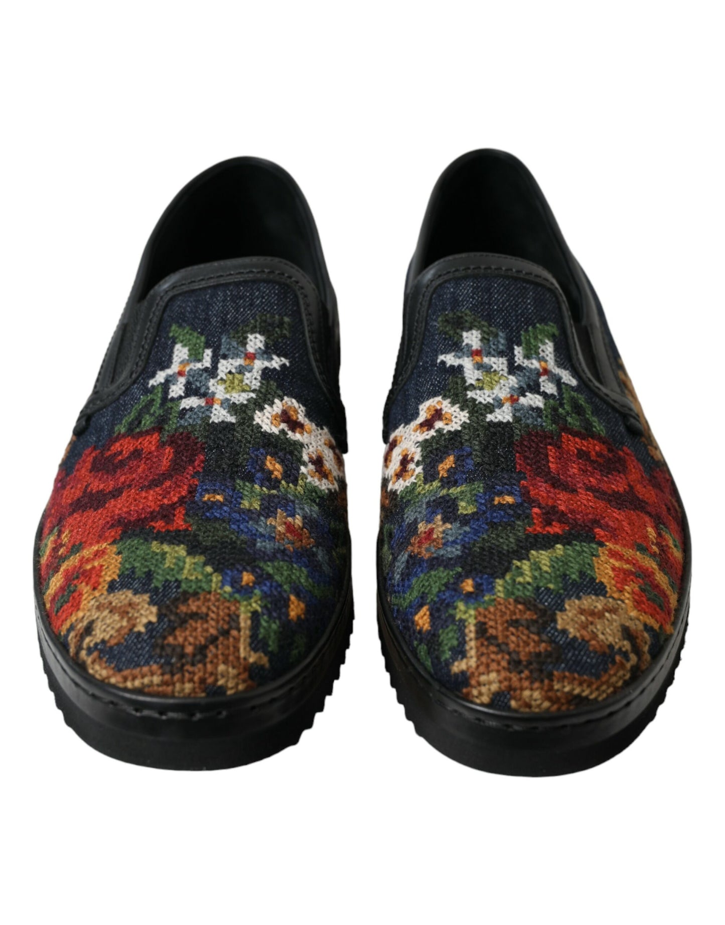 Dolce & Gabbana Multicolor Floral Slippers Men Loafers Shoes