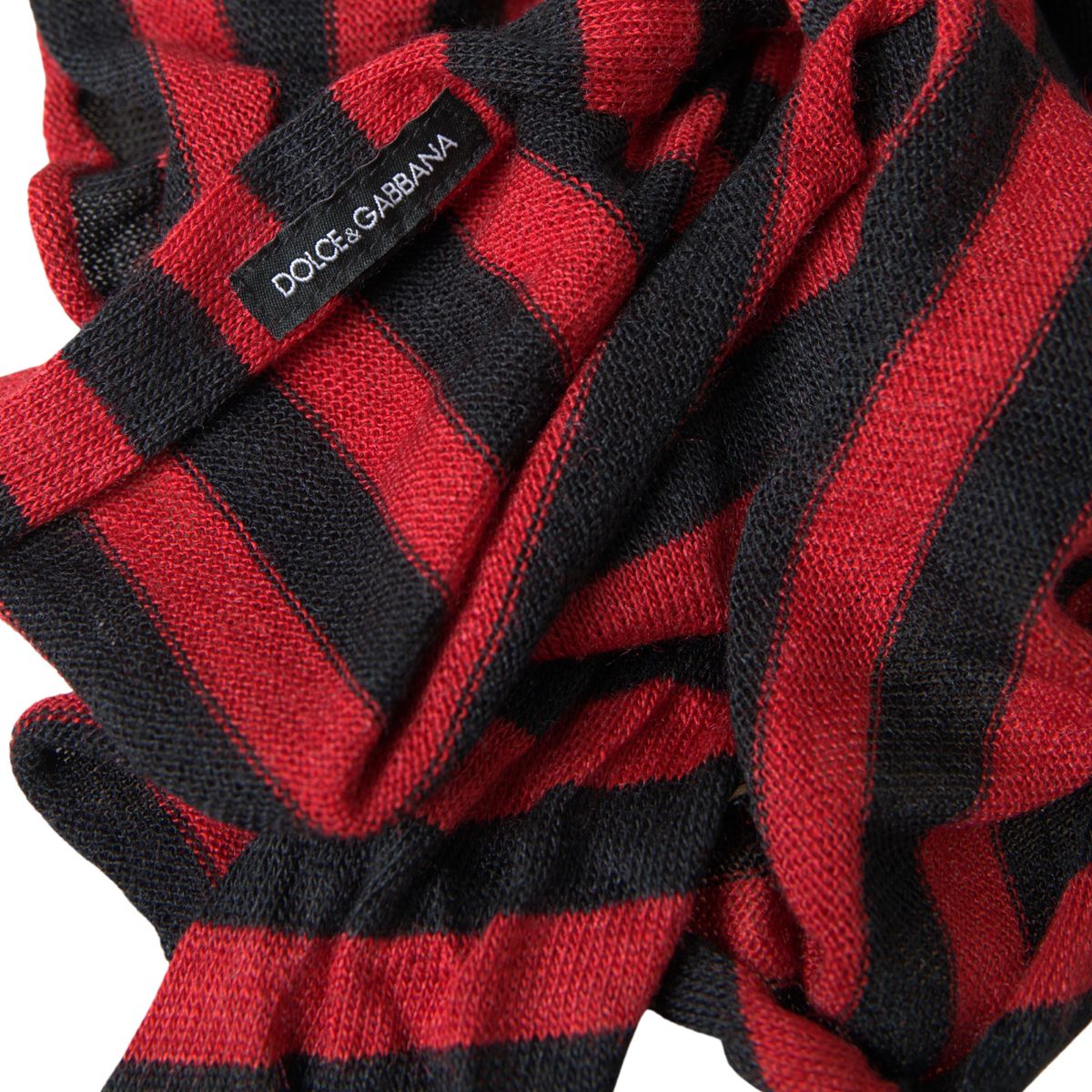 Dolce & Gabbana Red Black Stripes Acrylic Wrap Shawl Scarf