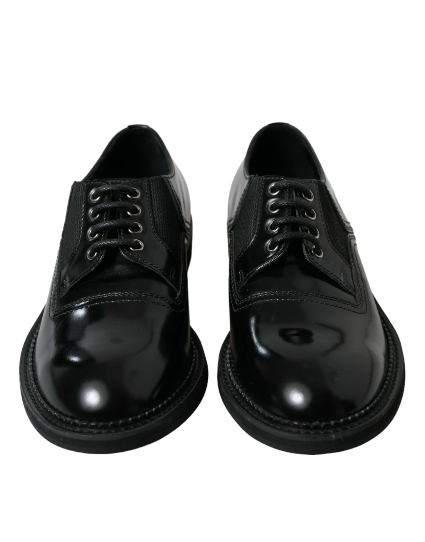 Dolce & Gabbana Black Leather Lace Up Formal Derby Dress Shoes