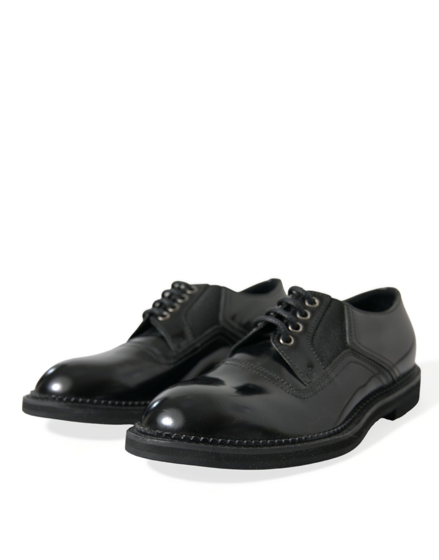 Dolce & Gabbana Black Leather Lace Up Formal Derby Dress Shoes