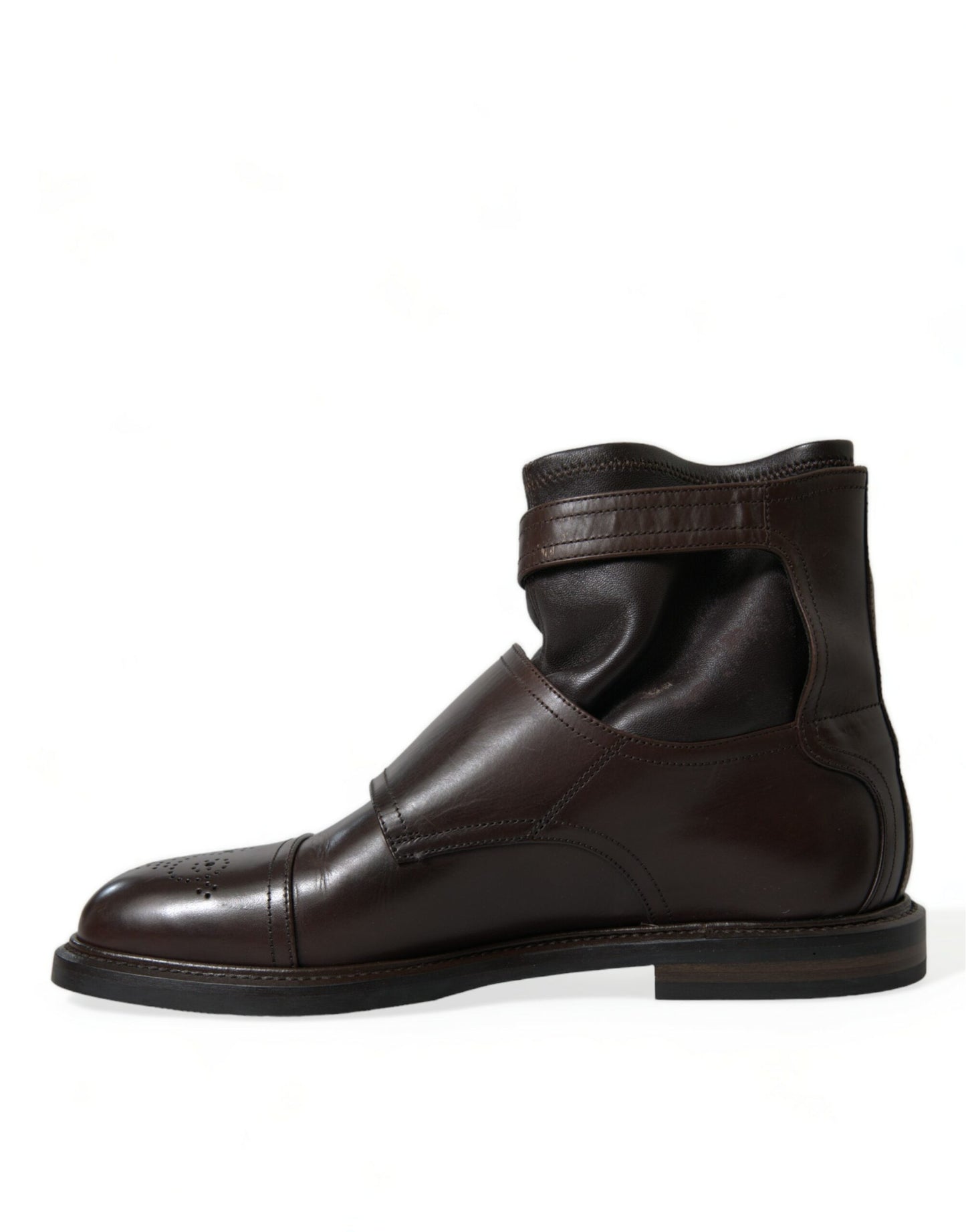 Dolce & Gabbana Brown Leather Straps Ankle Boots Shoes