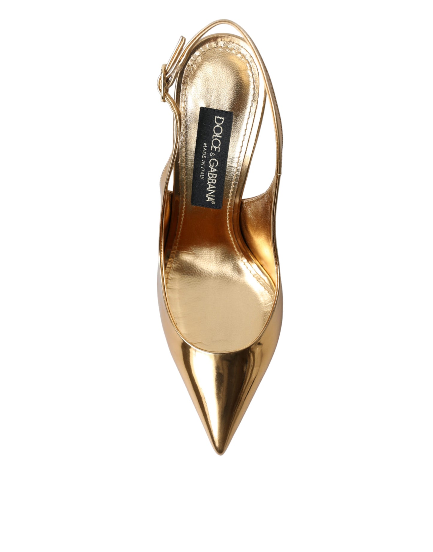 Dolce & Gabbana Gilded Luxe Leather Slingback Heels