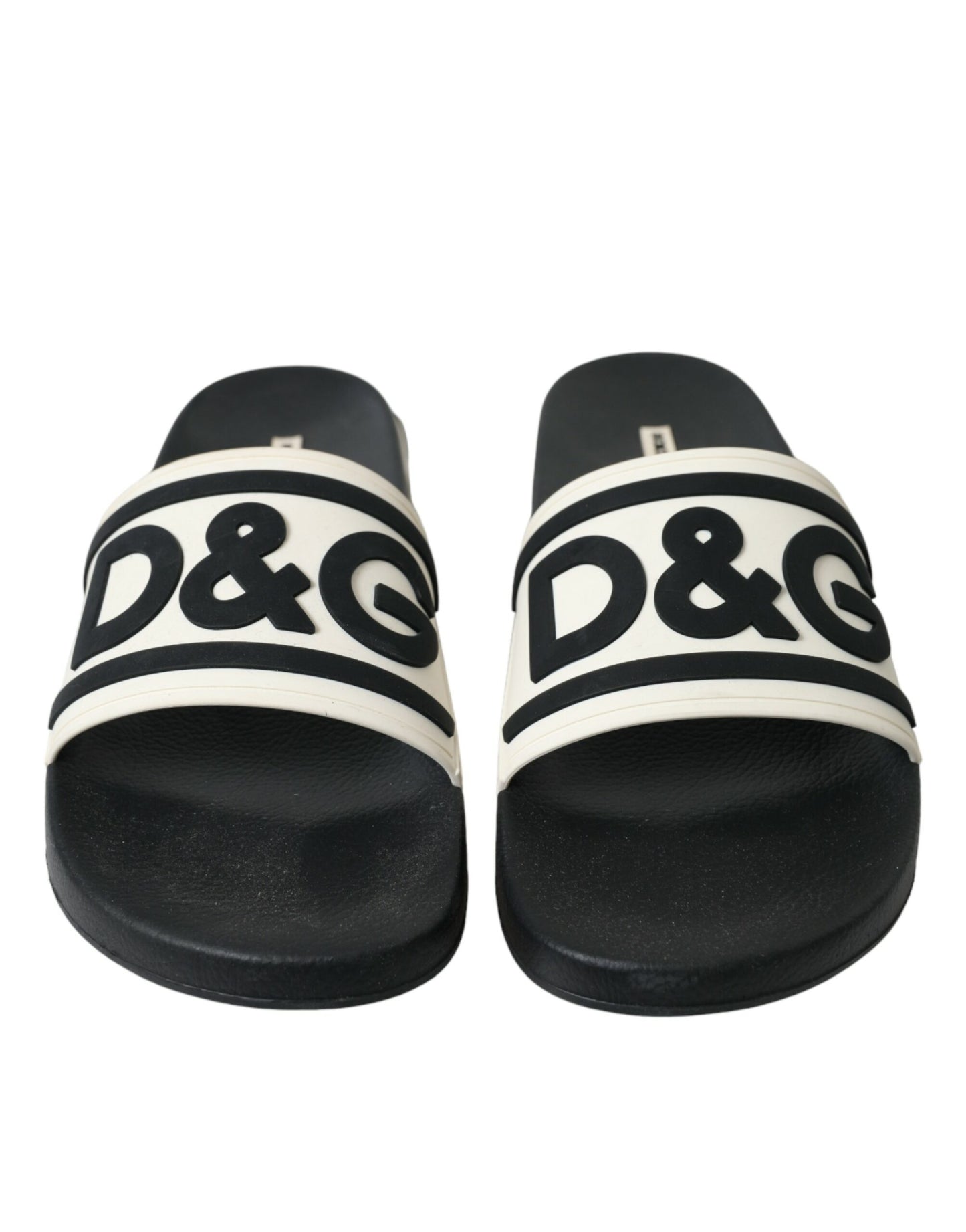 Dolce & Gabbana Black White Rubber Sandals Slippers Men Shoes