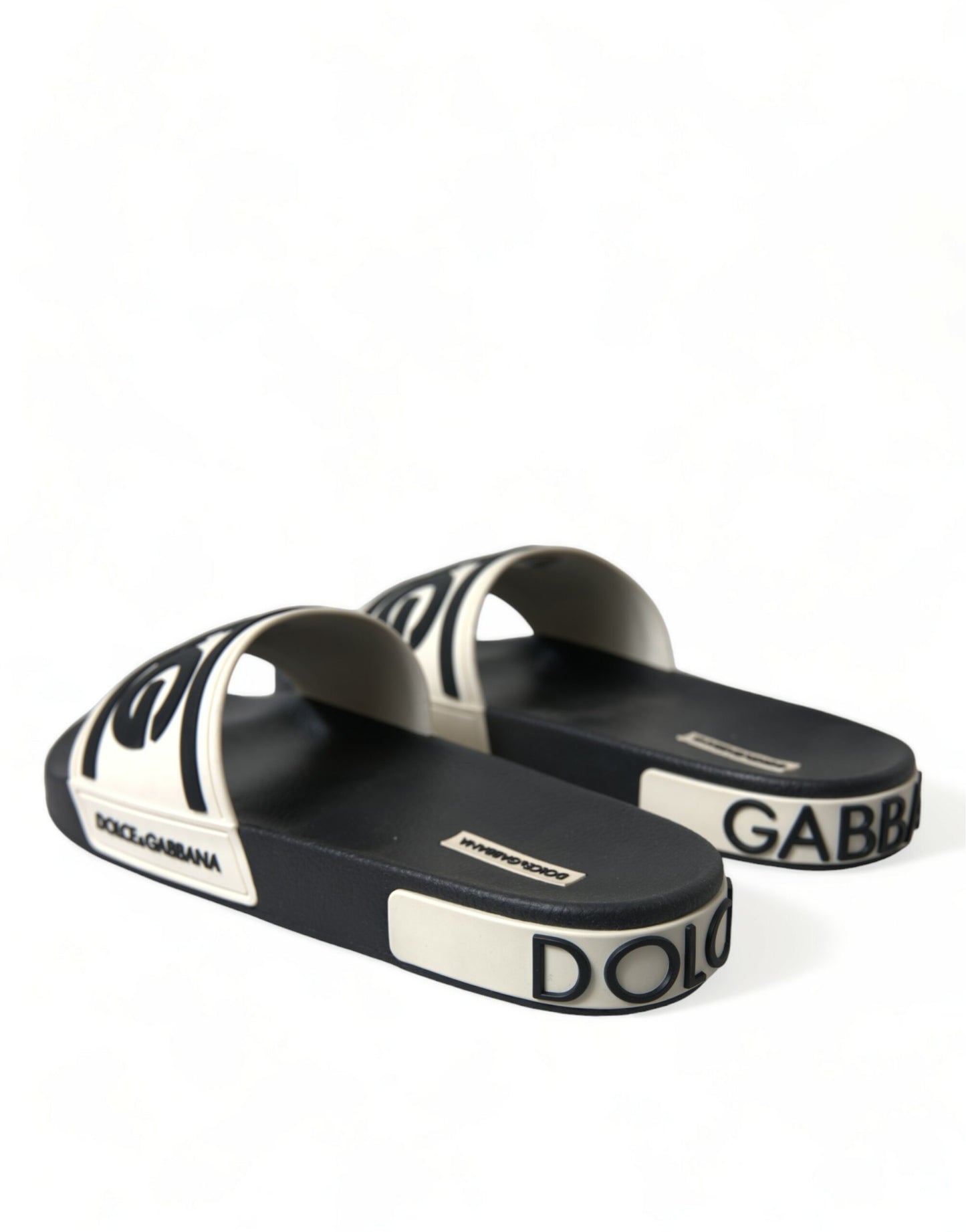 Dolce & Gabbana Black White Rubber Sandals Slippers Men Shoes