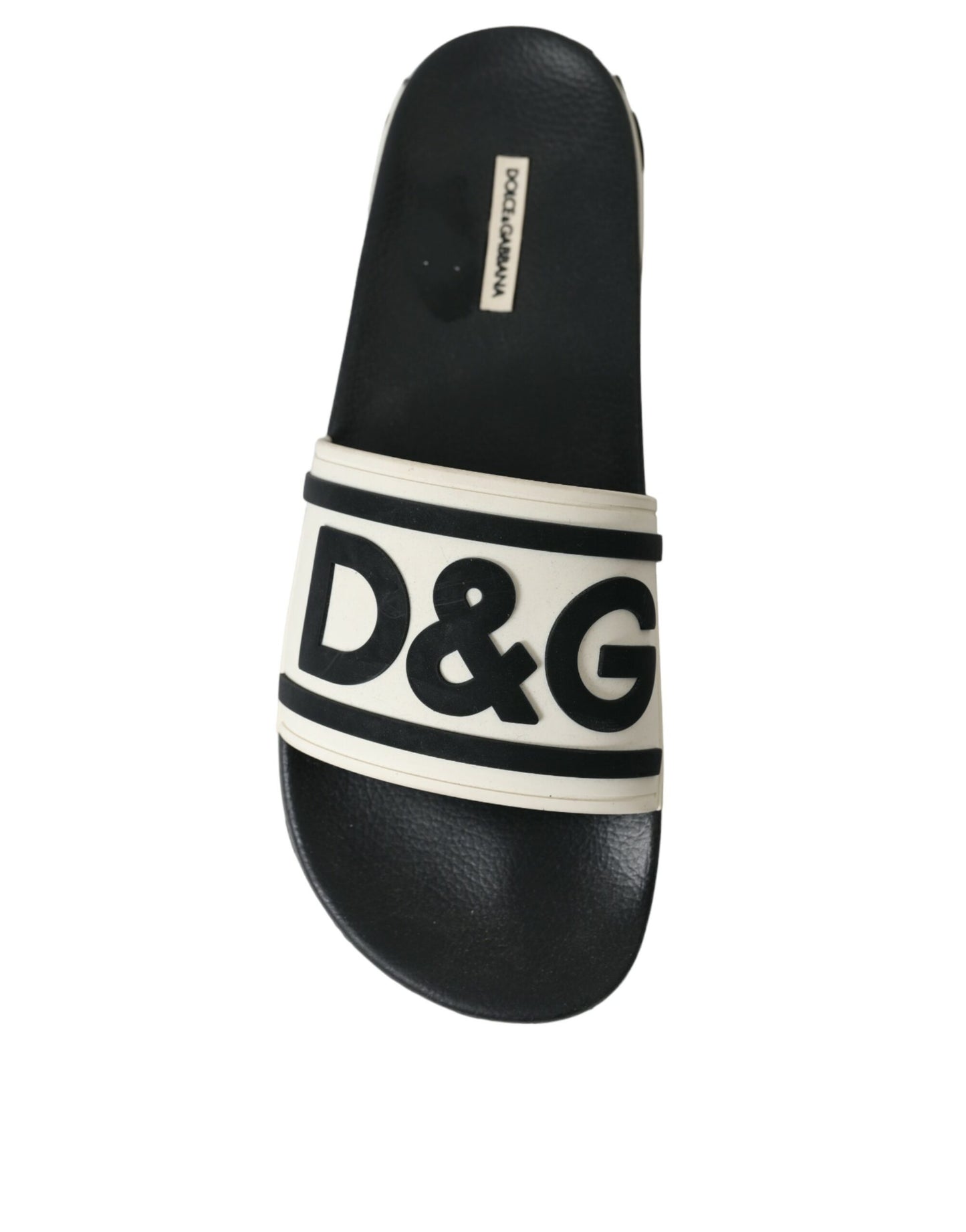 Dolce & Gabbana Black White Rubber Sandals Slippers Men Shoes