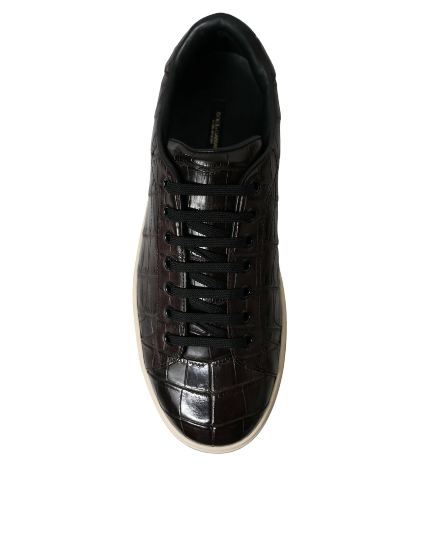 Dolce & Gabbana Brown Croc Exotic Leather Men Casual Sneakers Shoes