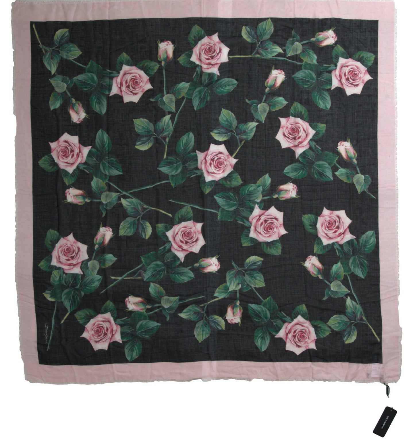 Dolce & Gabbana Multicolor Roses Square Shawl Wrap Scarf