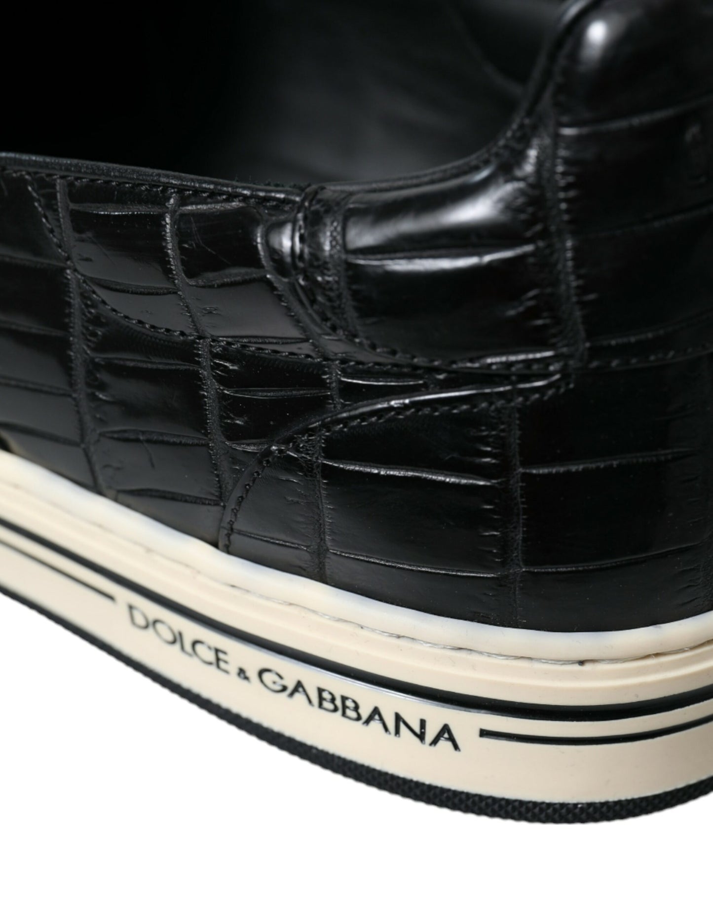 Dolce & Gabbana Black Croc Exotic Leather Sneakers Shoes