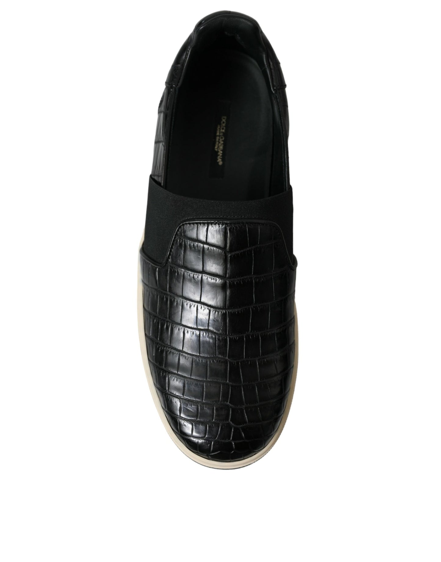 Dolce & Gabbana Black Croc Exotic Leather Sneakers Shoes