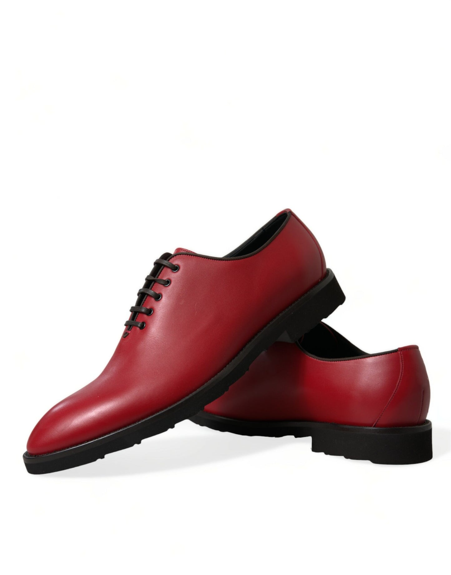 Dolce & Gabbana Red Leather Lace Up Oxford Men Dress Shoes