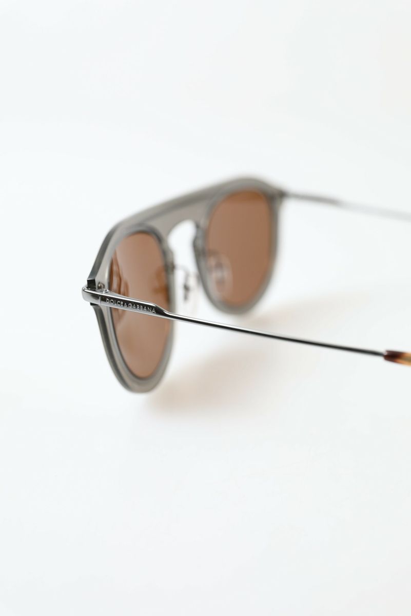 Dolce & Gabbana Chic Brown Metal Phantos Sunglasses