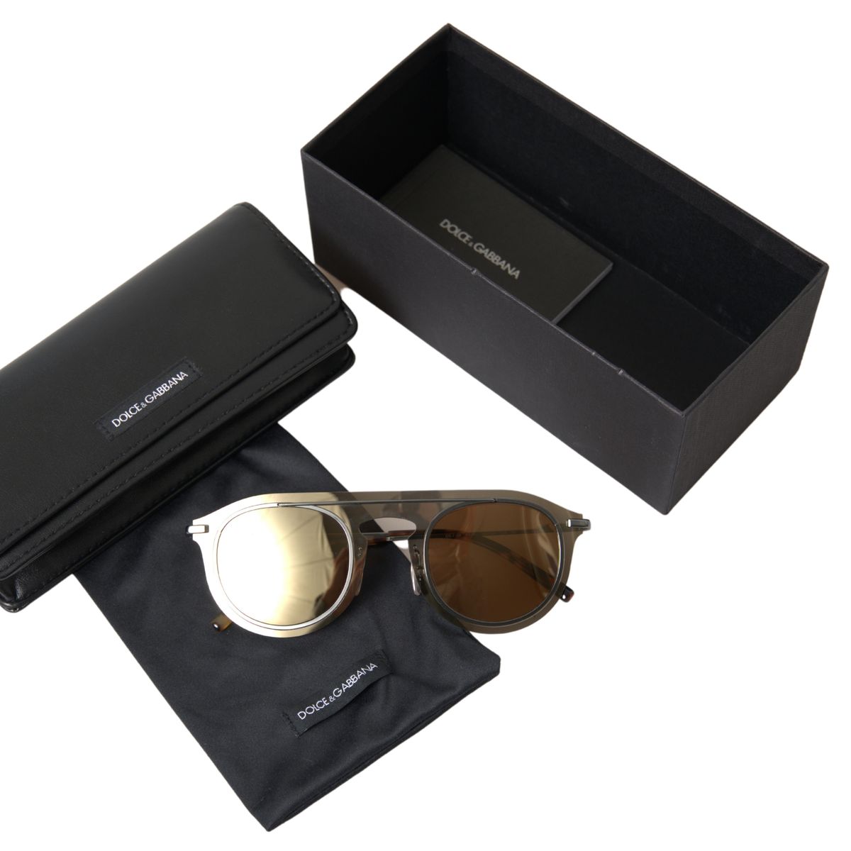 Dolce & Gabbana Chic Brown Metal Phantos Sunglasses