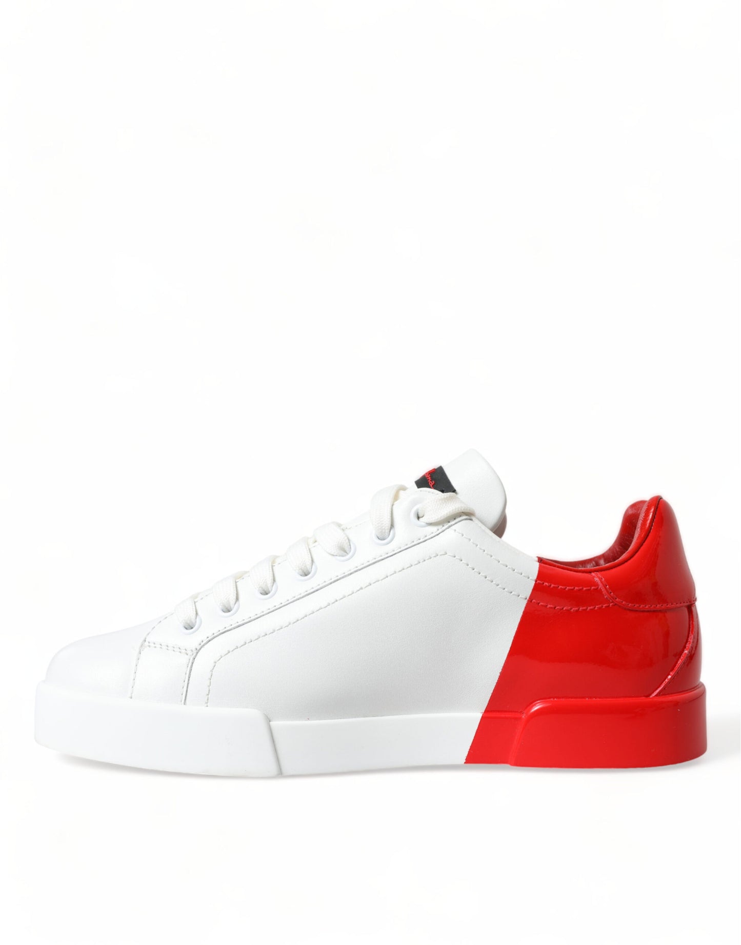 Dolce & Gabbana White Red Leather Logo Low Top Sneakers Men Shoes