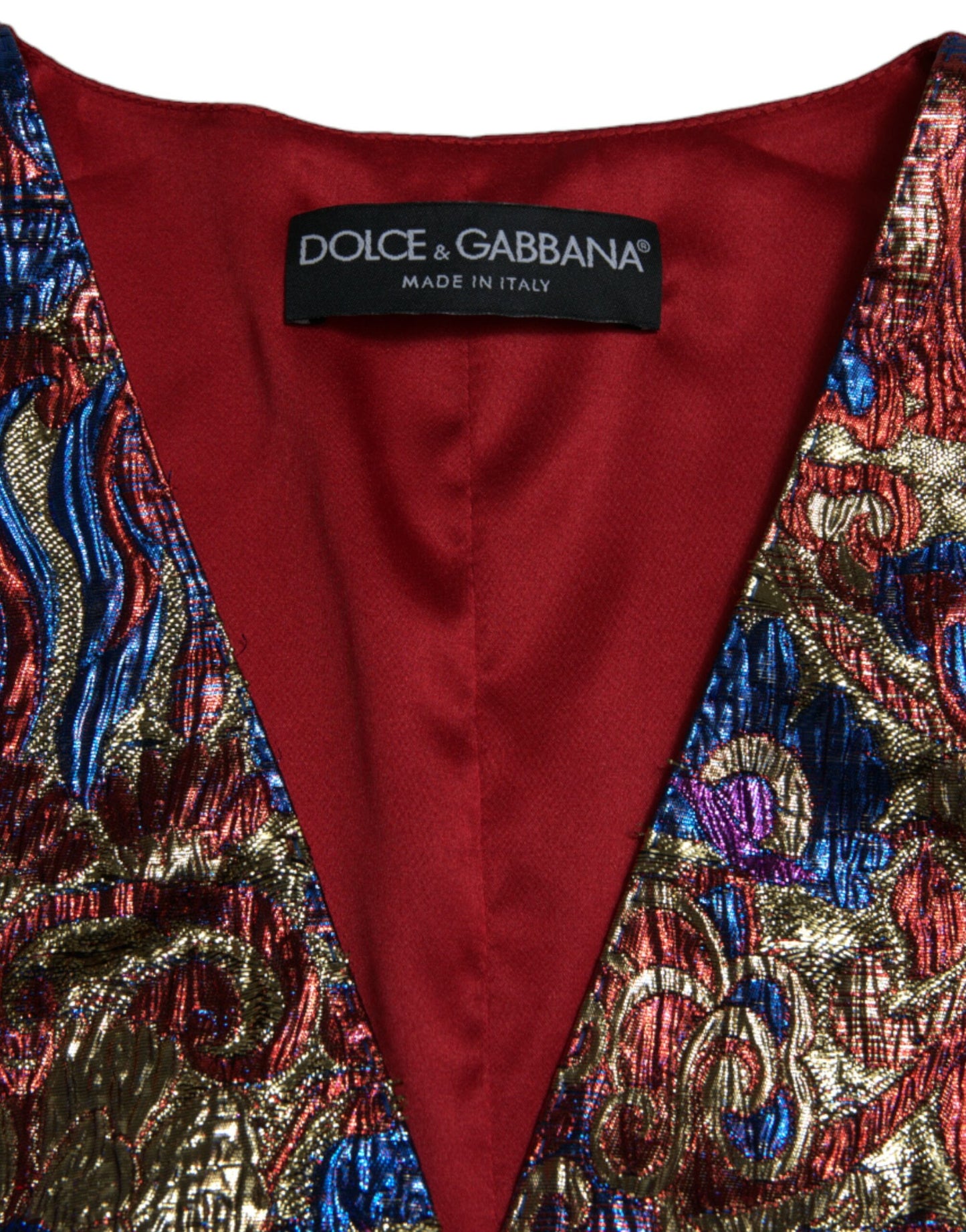 Dolce & Gabbana Multicolor Jacquard Button Waistcoat Vest Top