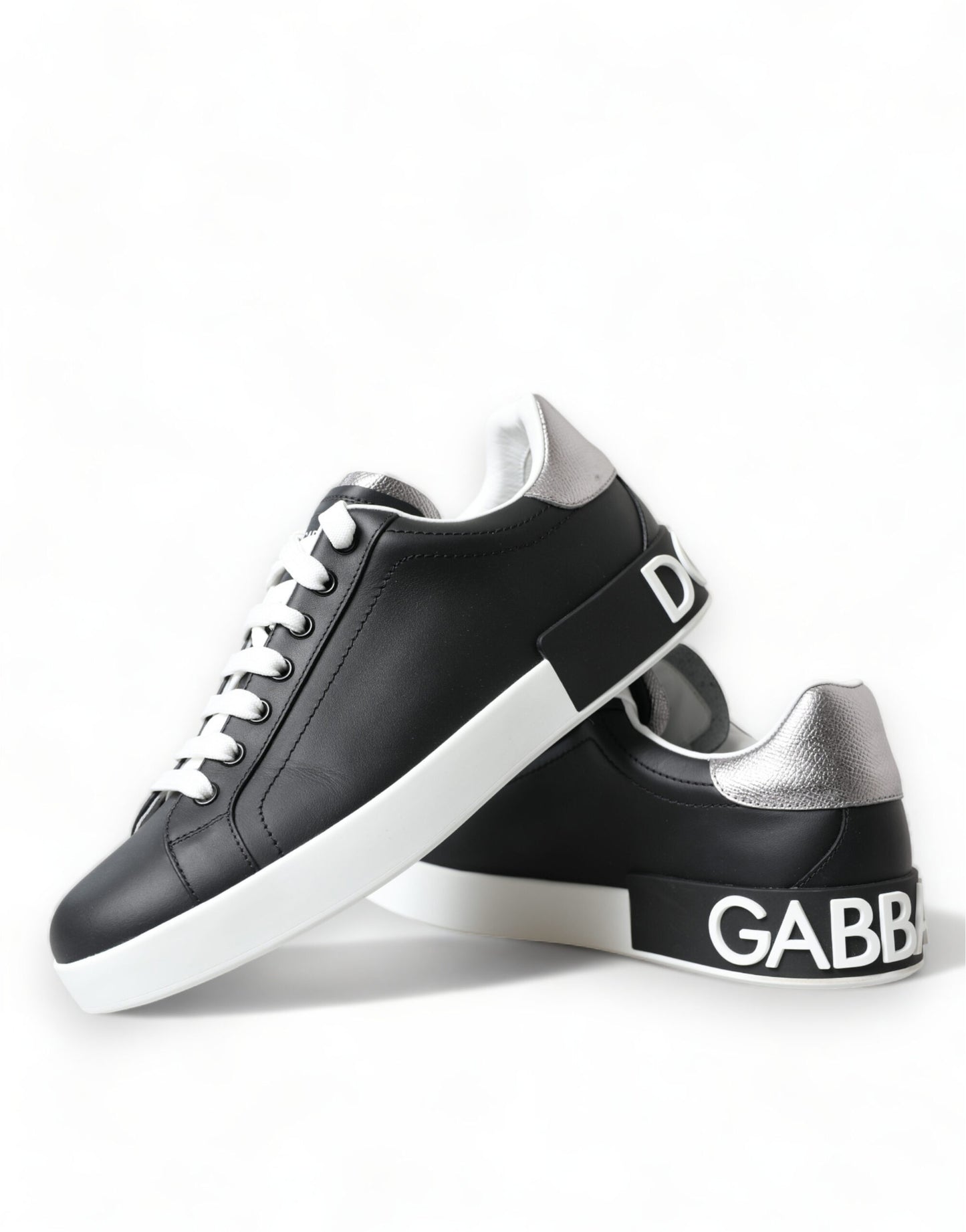 Dolce & Gabbana Black White Portofino Low Top Sneakers Men Shoes